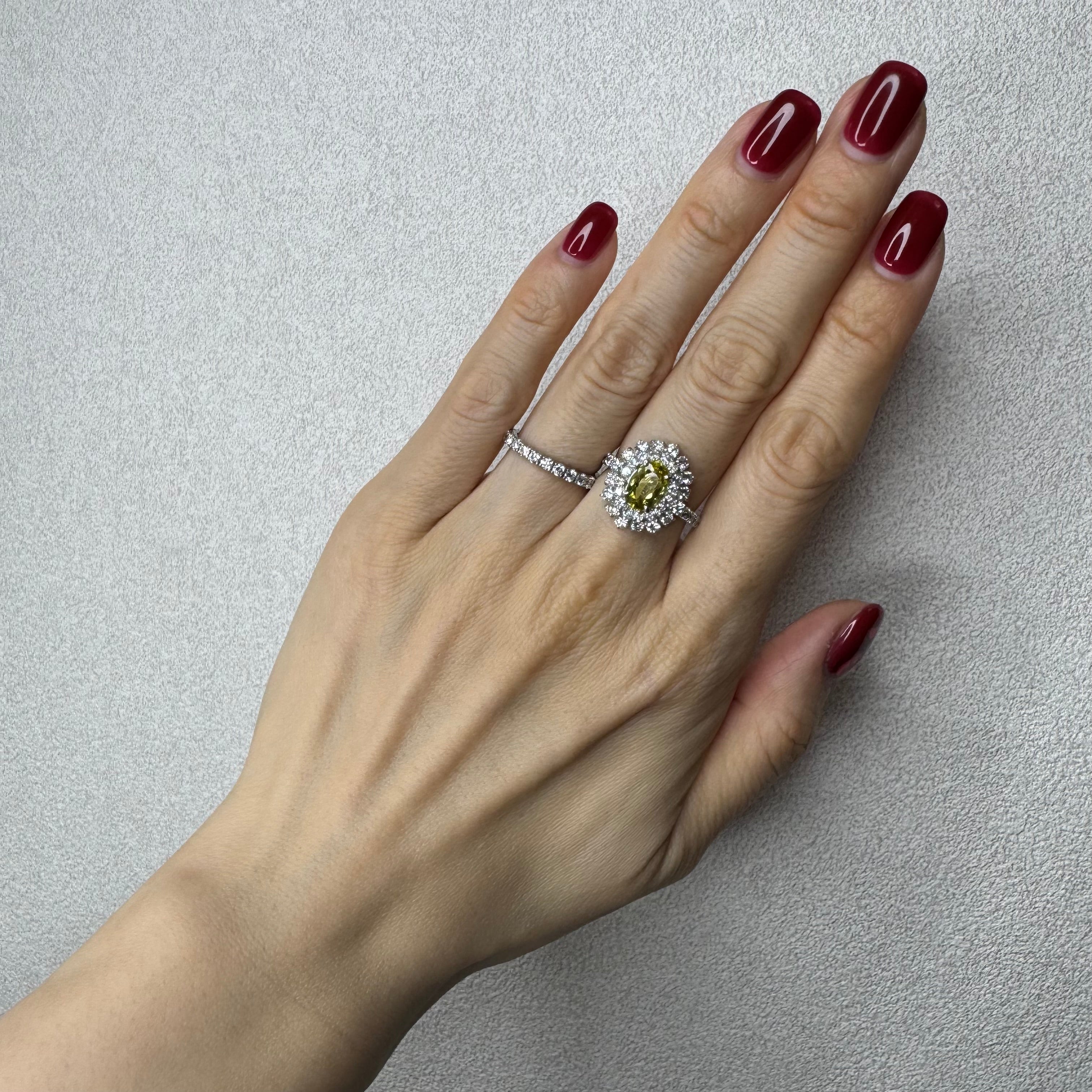 34.36.76.168［一点物］リング クリソベリル/トルマリン/クロムトルマリン 1ct UP OV PT