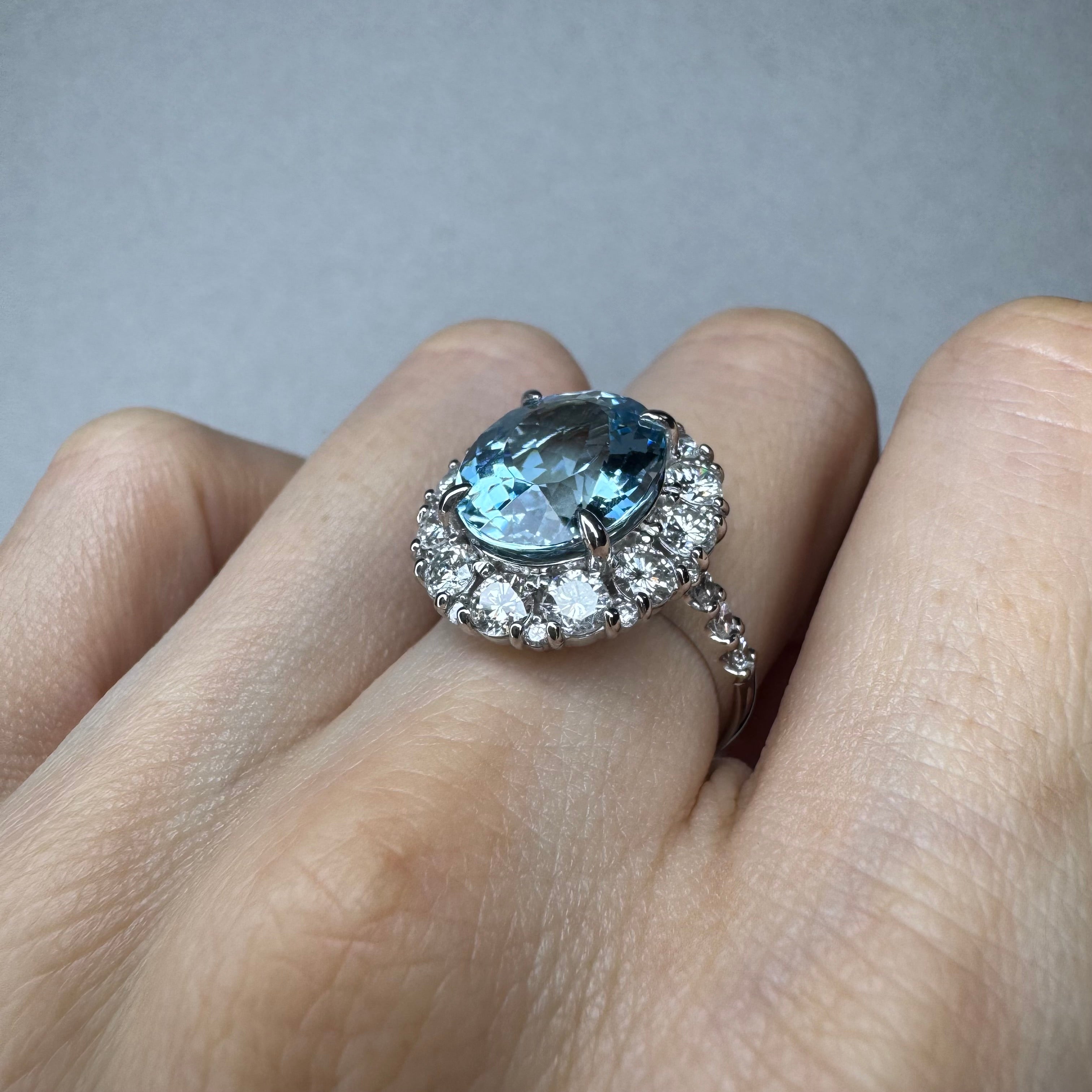 177［一点物］リング アクアマリン 5.4ct前後 OV PT