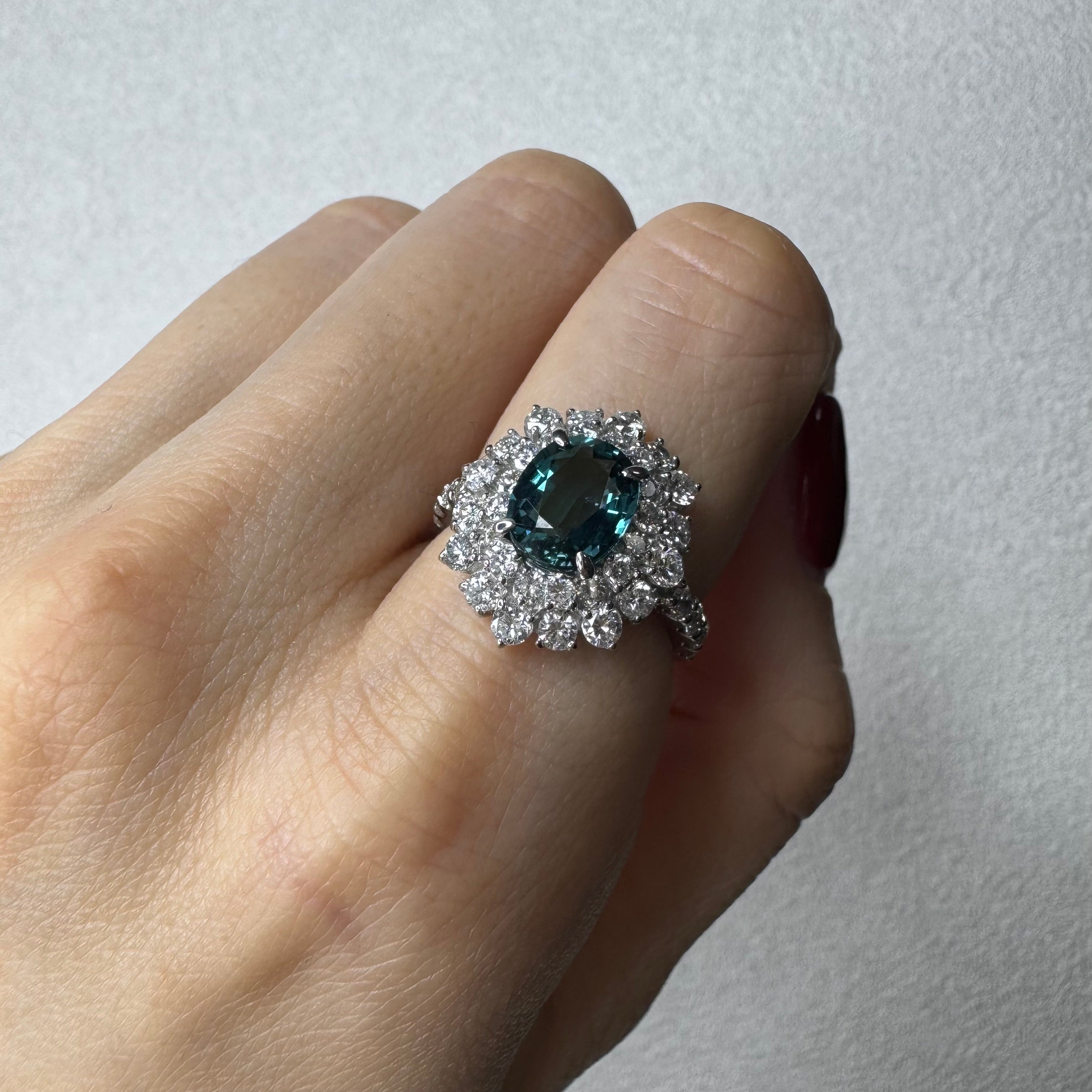 34.36.76.168［一点物］リング クリソベリル/トルマリン/クロムトルマリン 1ct UP OV PT