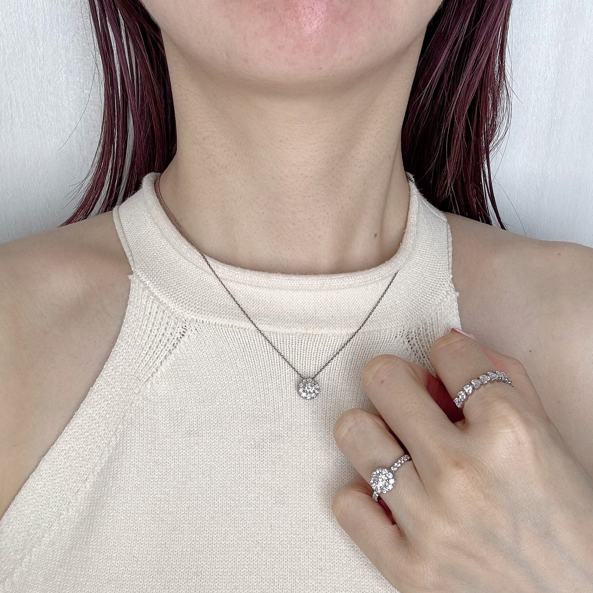 ［ポインターパヴェ］ネックレス ダイヤ 中石0.3ct