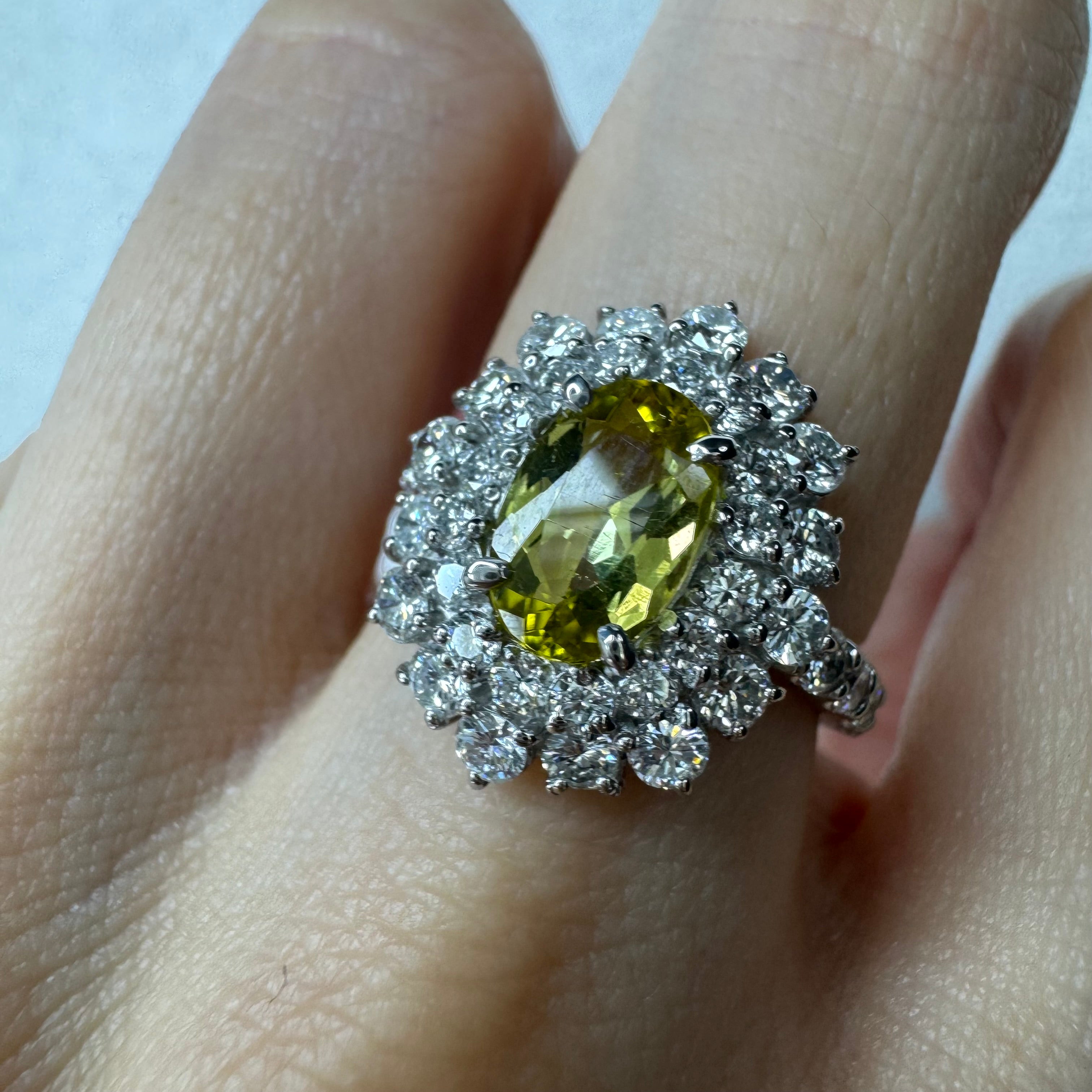 34.36.76.168［一点物］リング クリソベリル/トルマリン/クロムトルマリン 1ct UP OV PT