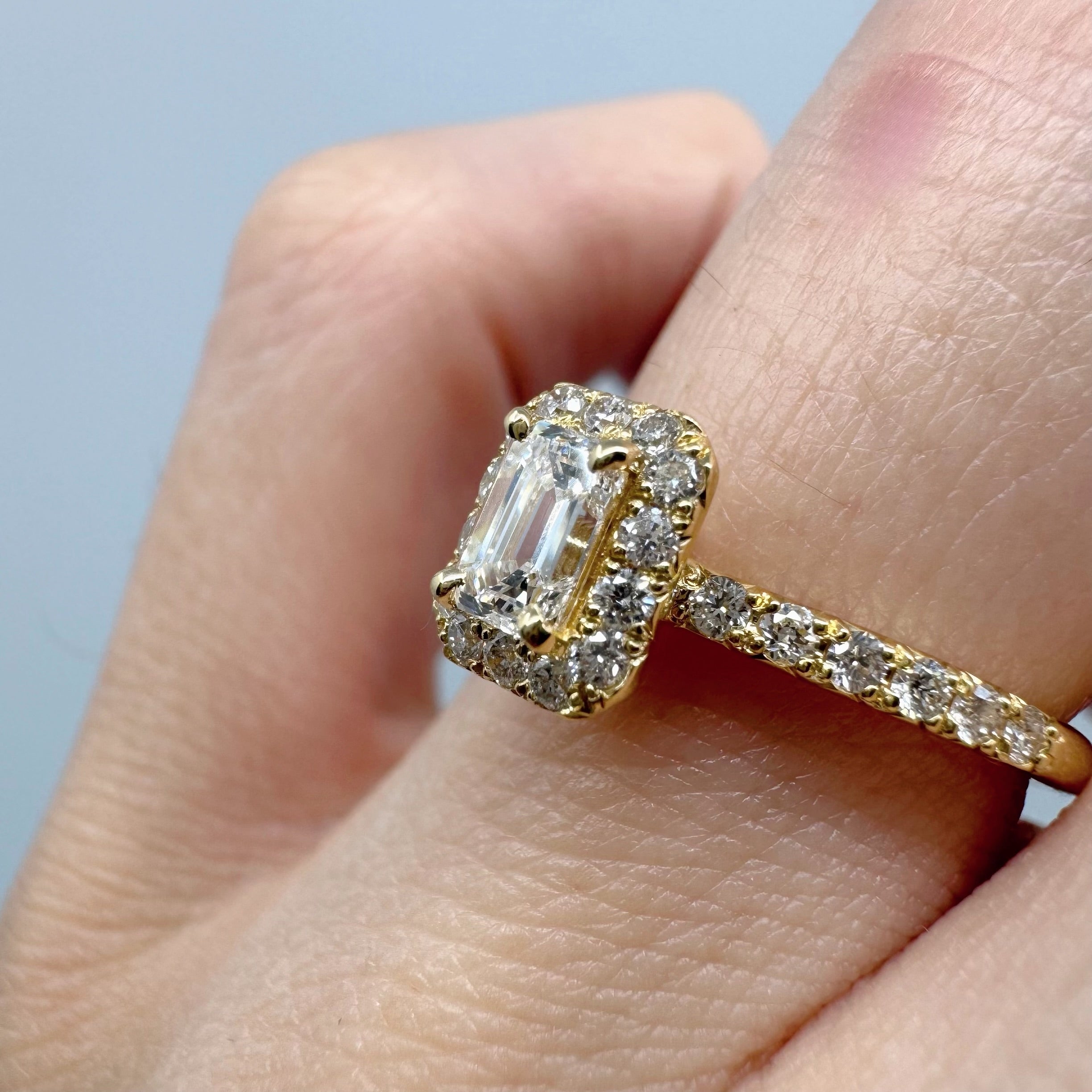 26［一点物/オルコス］リング ダイヤ 0.3ct EM角 K18YG K18PG