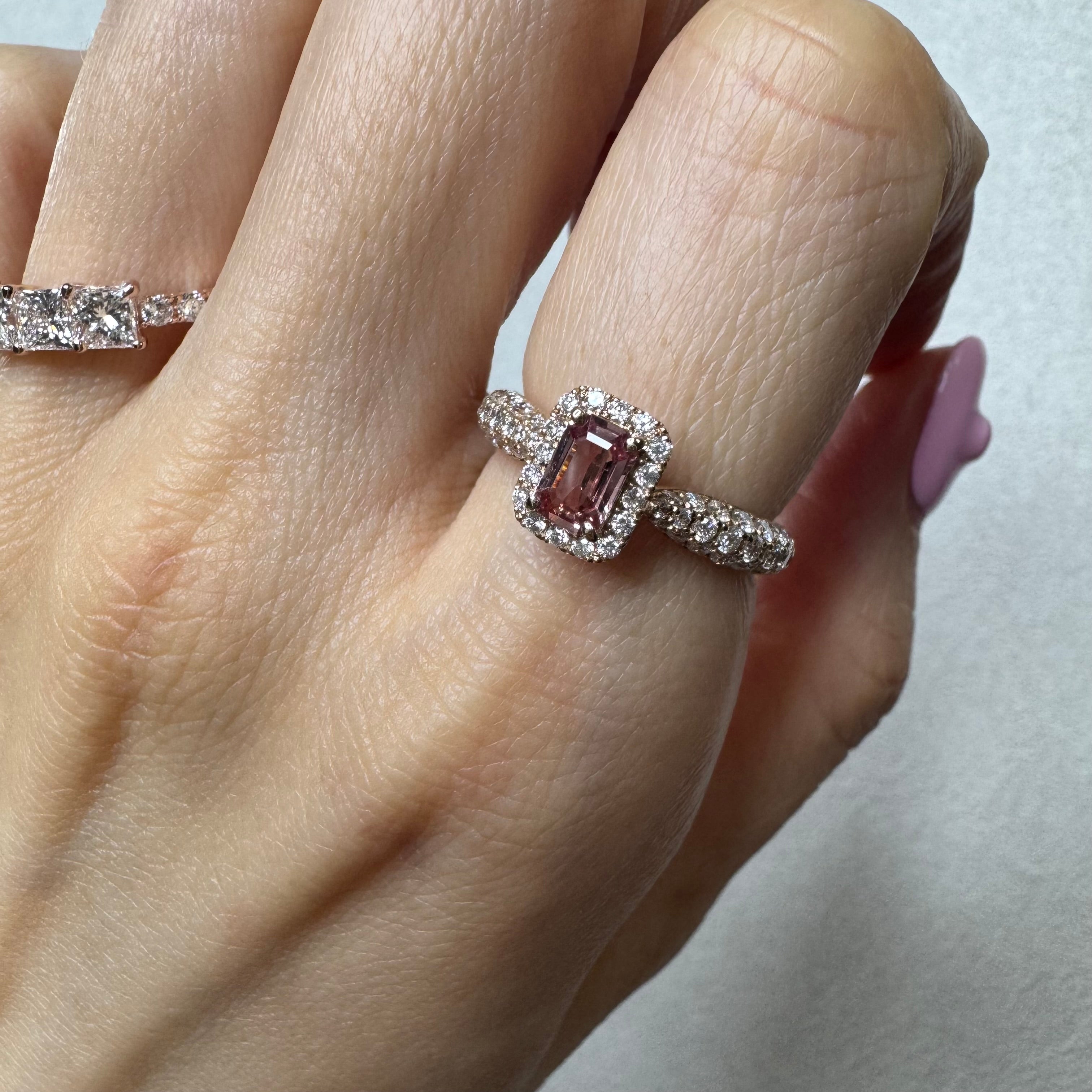 ［パリの小路］リング パパラチアサファイア 0.4ctUP SQ K18PG