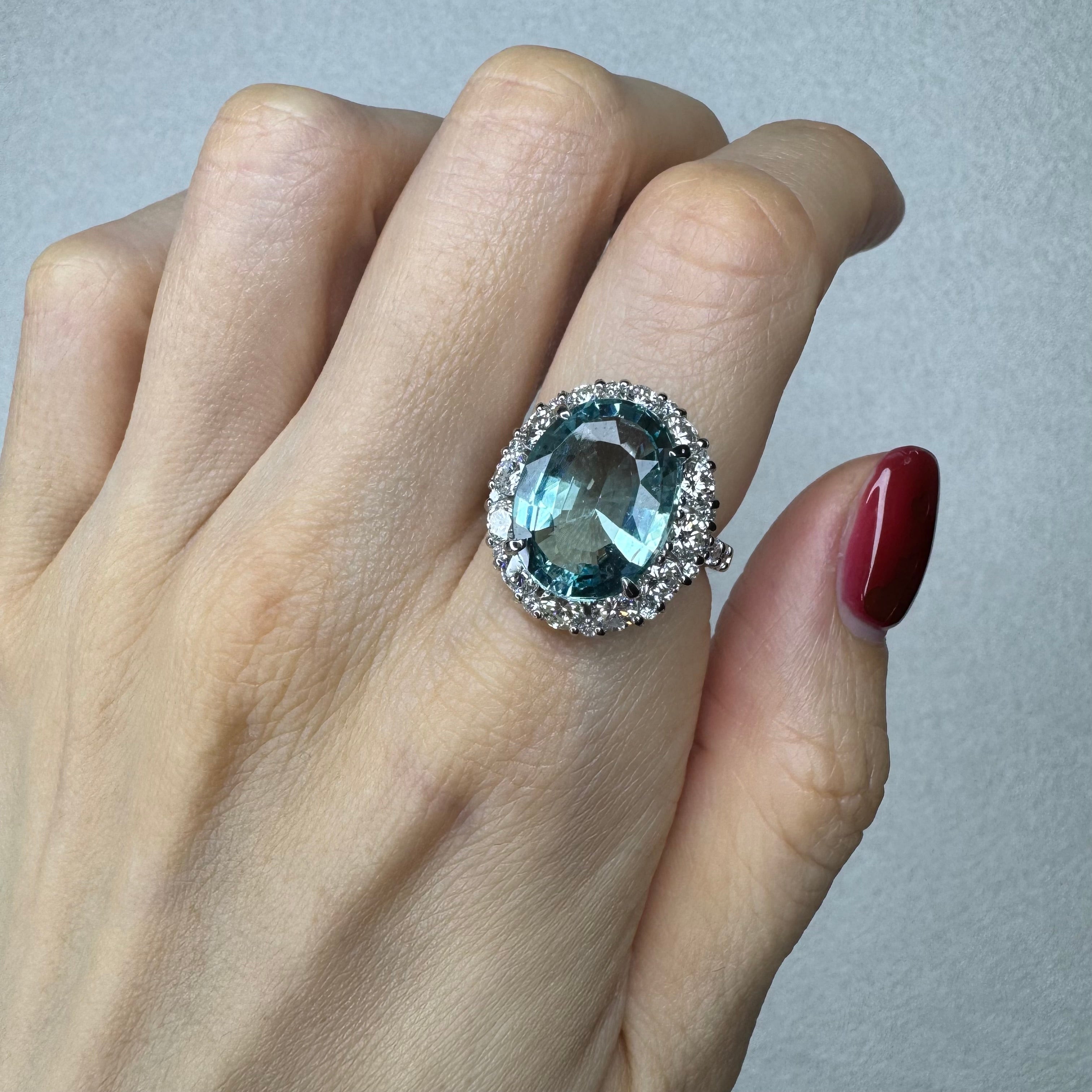 176［一点物］リング アクアマリン 5.7ct前後 OV PT