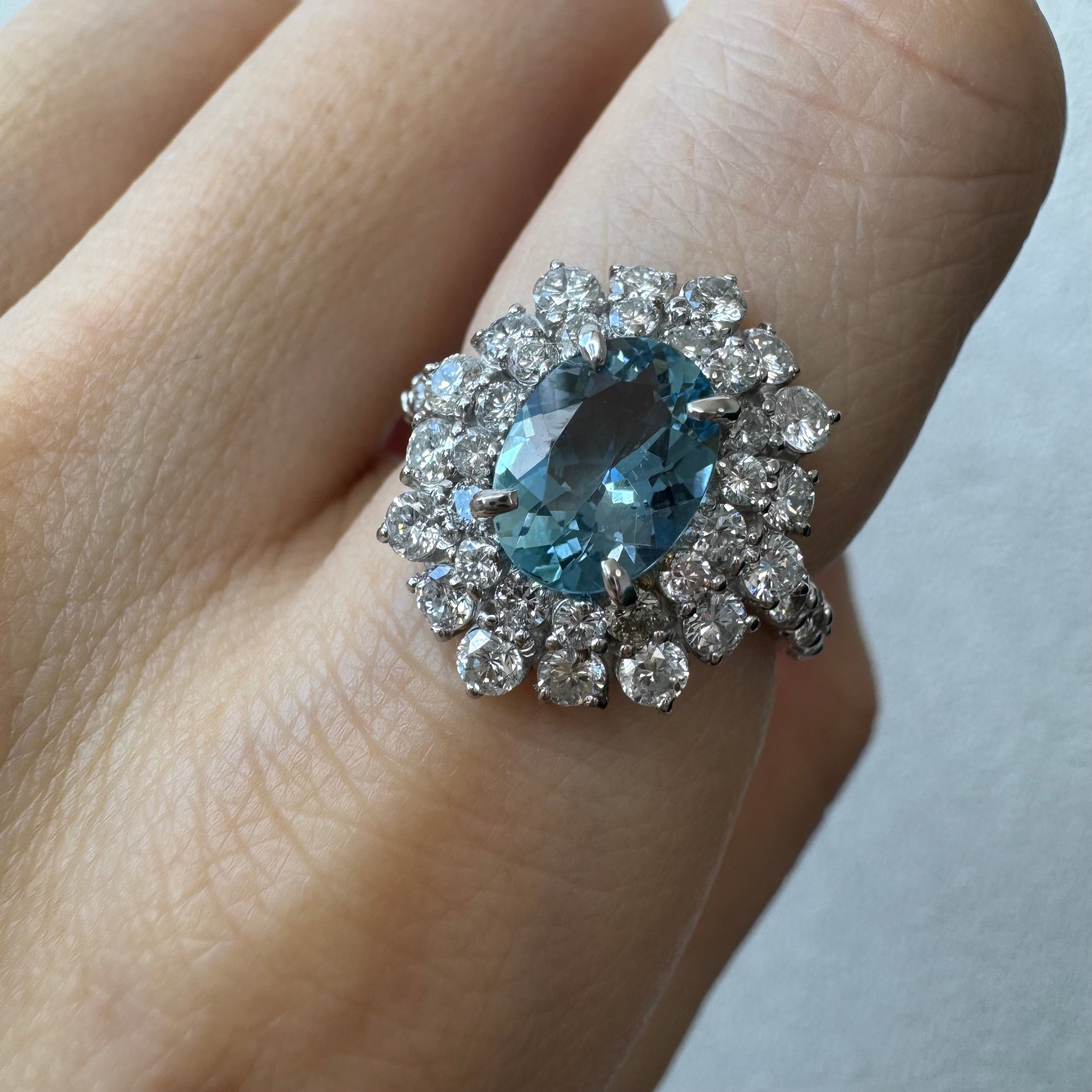 173［一点物］リング アクアマリン 1.4ct OV PT