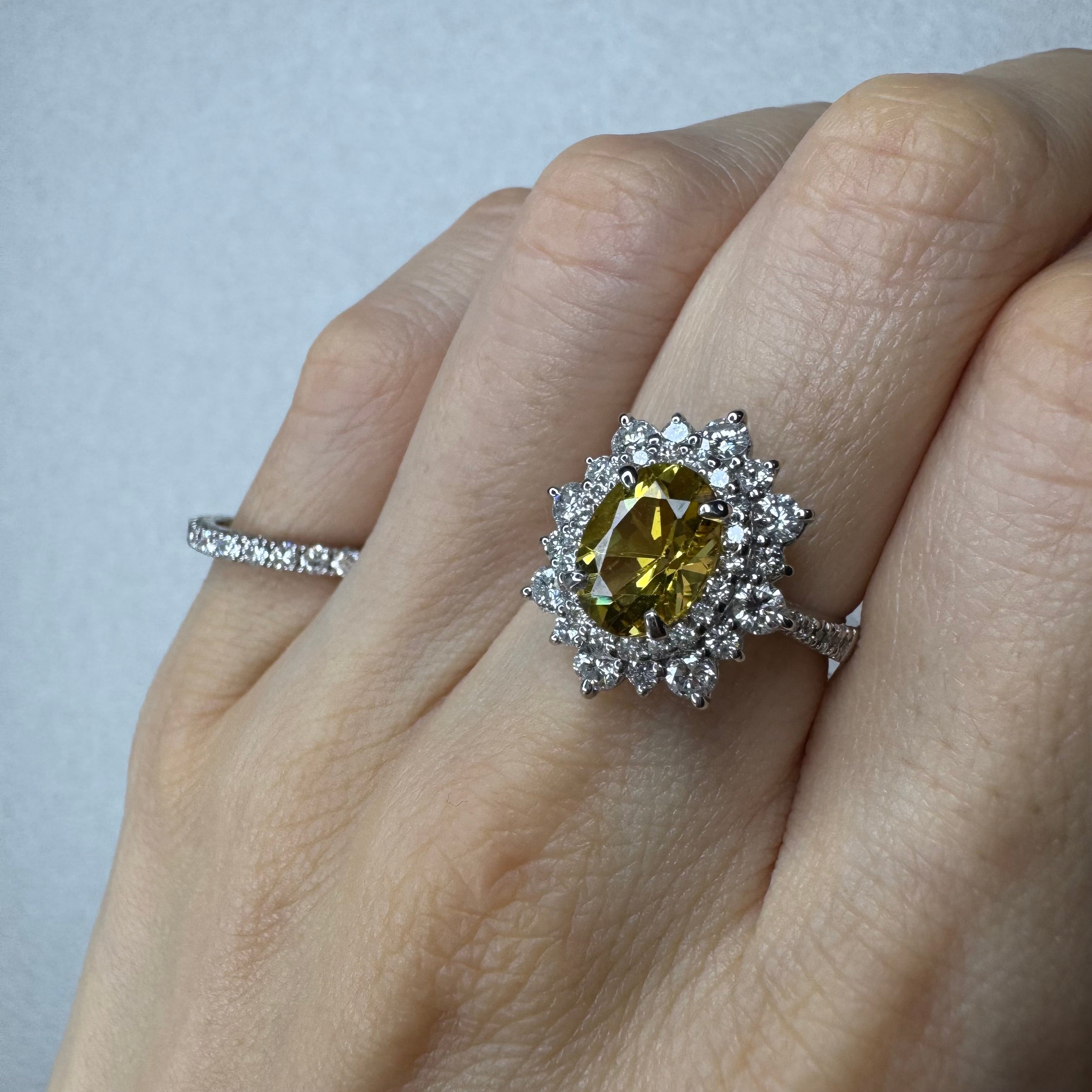 33［一点物］リング イエローベリル 1.8ct前後 OV PT