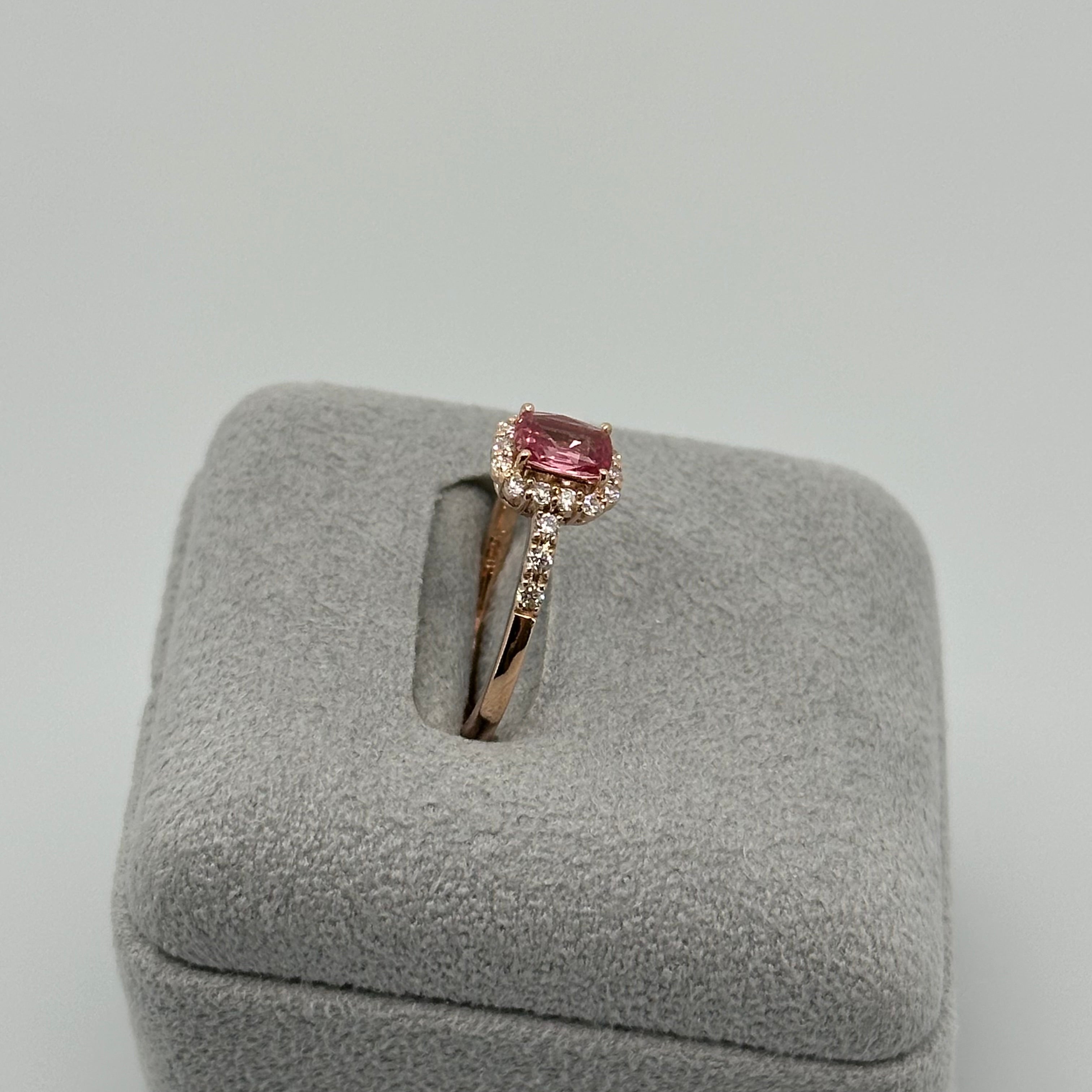 136［一点物］リング パパラチアサファイア 0.5ct SQ K18PG