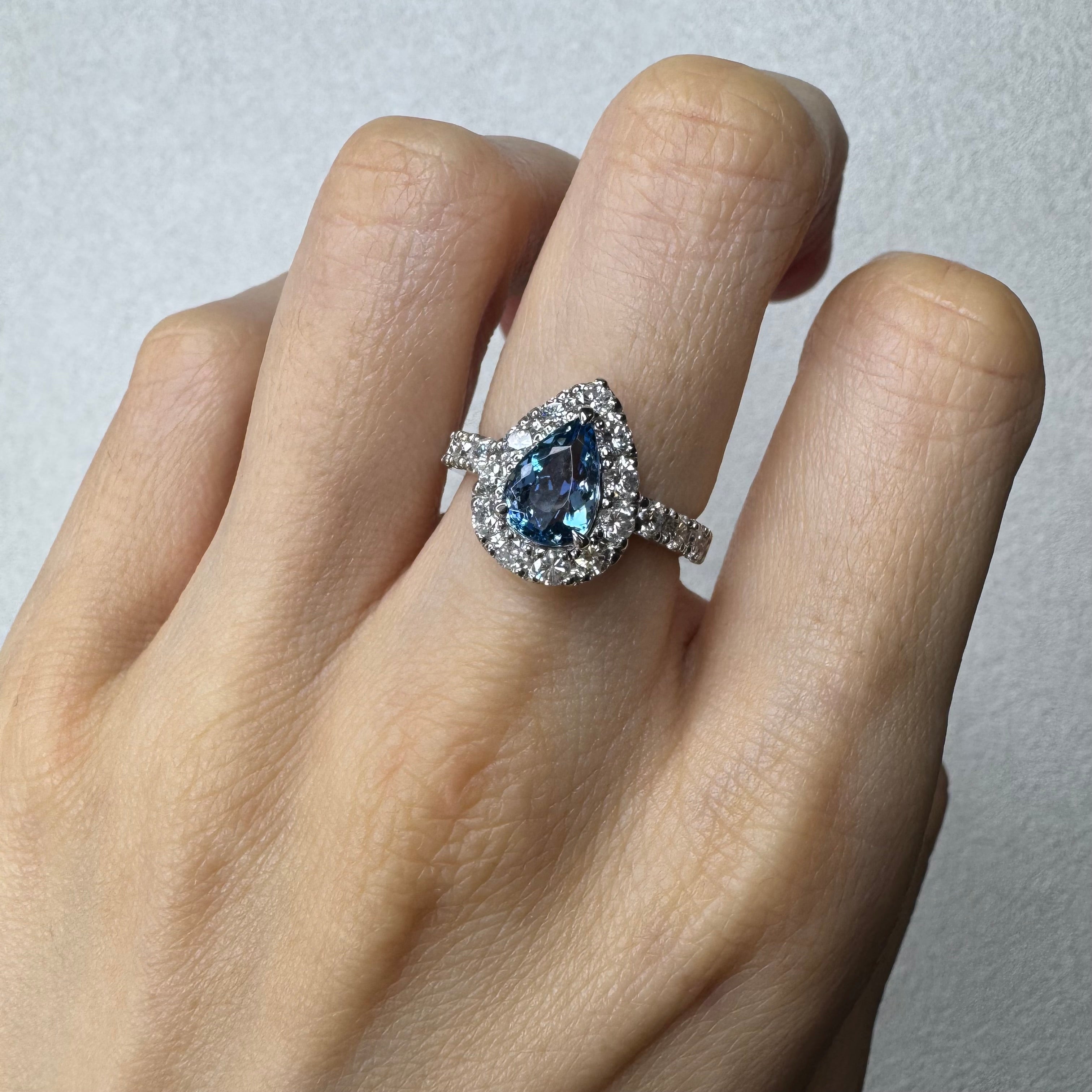 171［一点物］リング アクアマリン 1.2ct PS PT