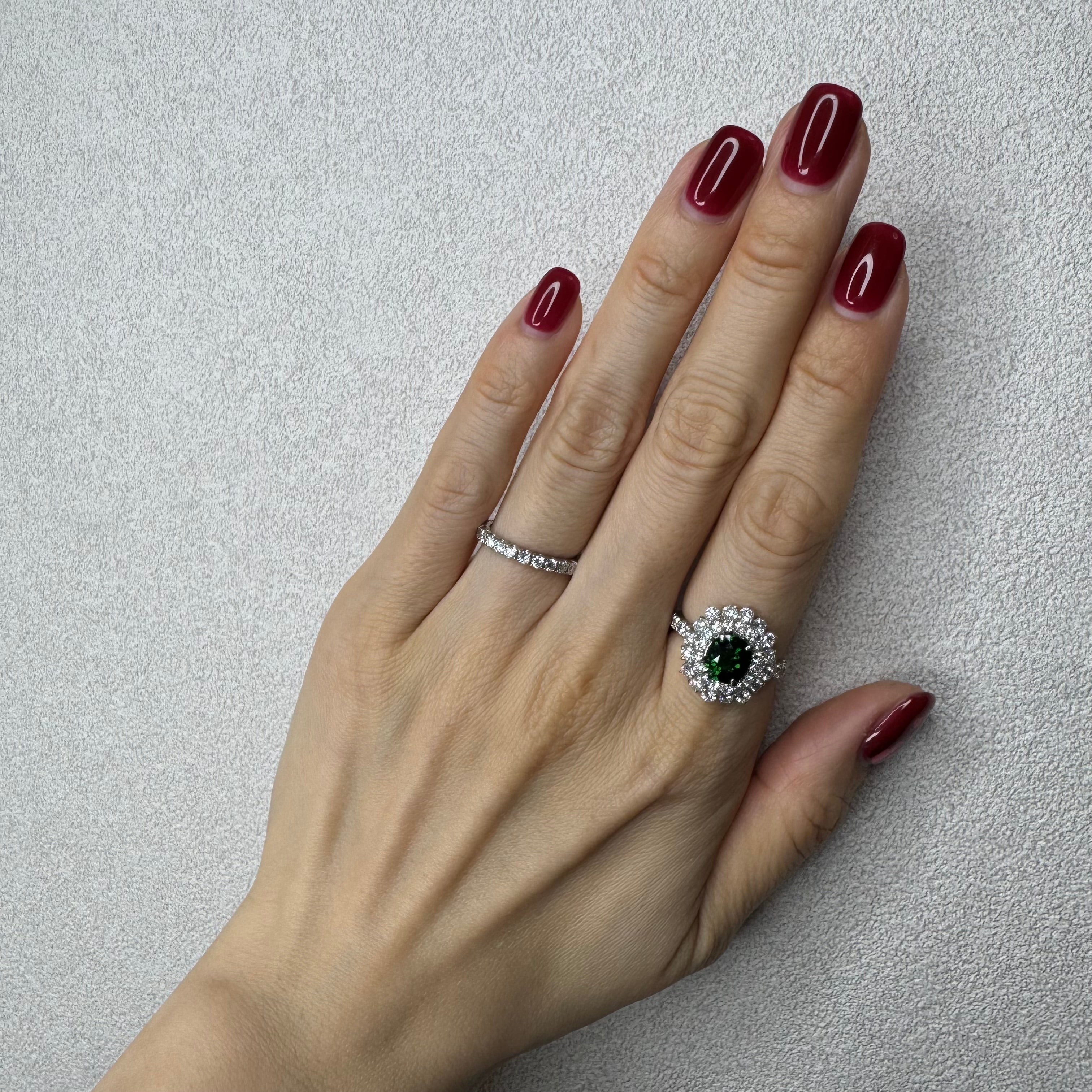 34.36.76.168［一点物］リング クリソベリル/トルマリン/クロムトルマリン 1ct UP OV PT