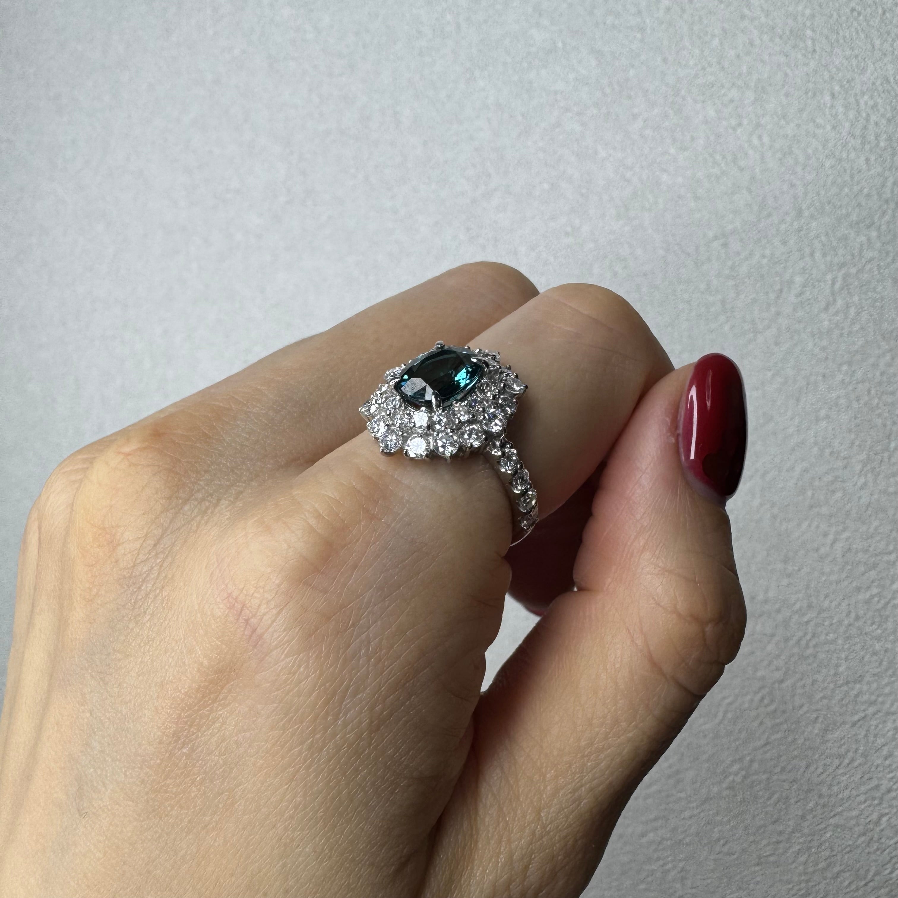 34.36.76.168［一点物］リング クリソベリル/トルマリン/クロムトルマリン 1ct UP OV PT