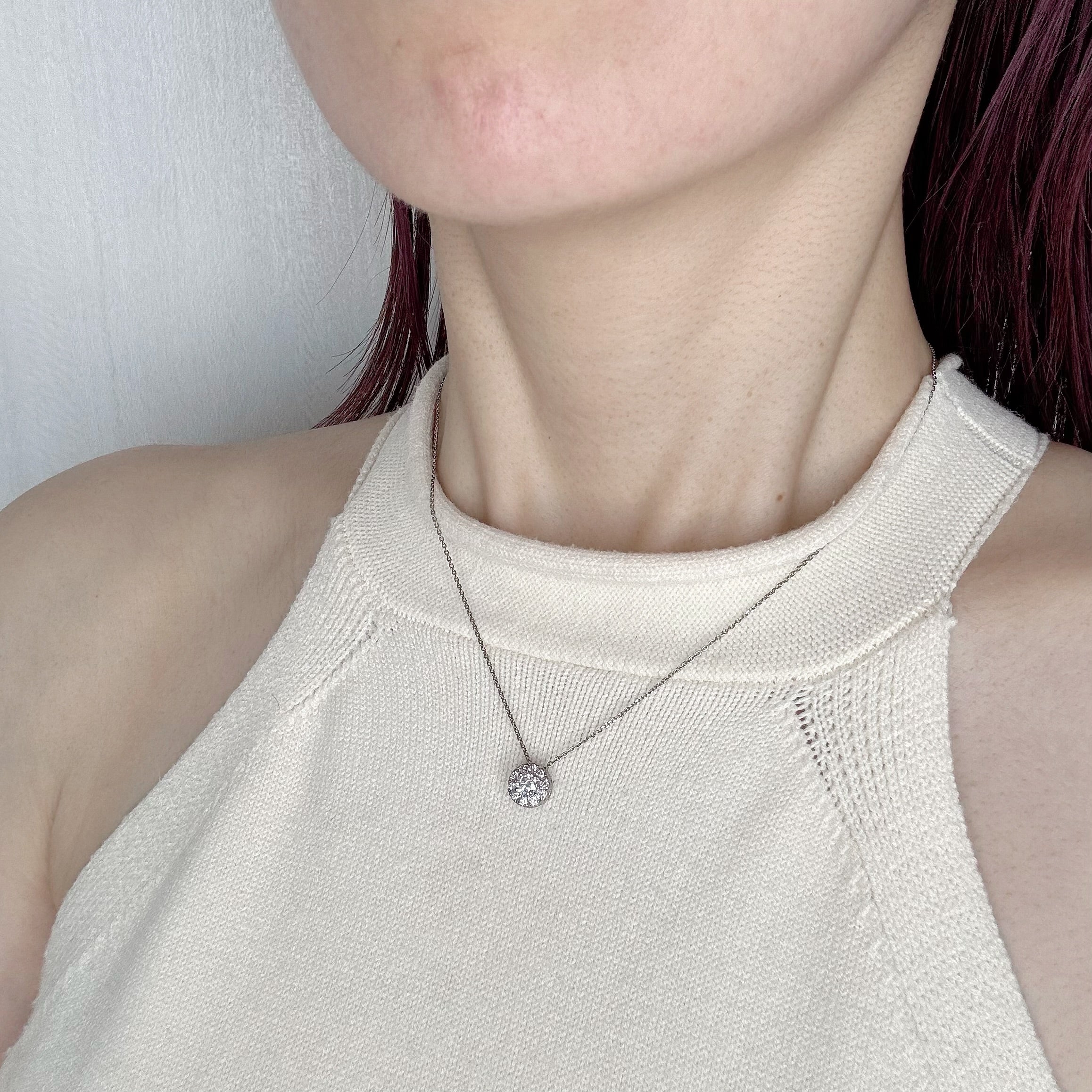 ［ポインターパヴェ］ネックレス ダイヤ 中石0.3ct