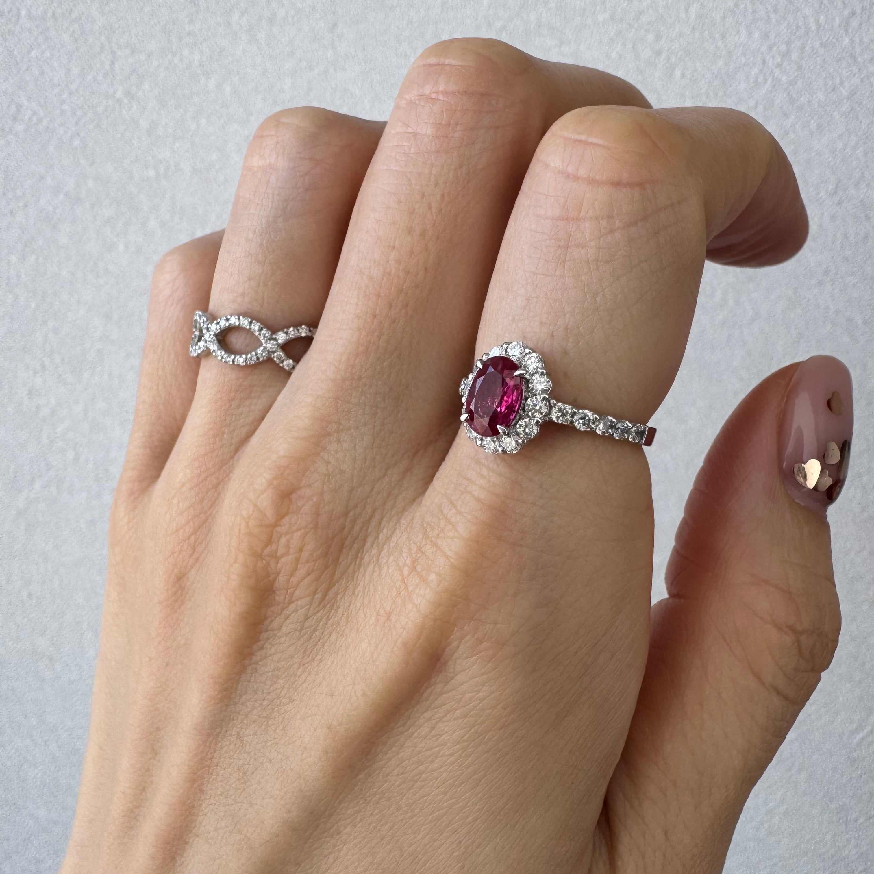 94［一点物］リング  ルビー 1ct OV PT