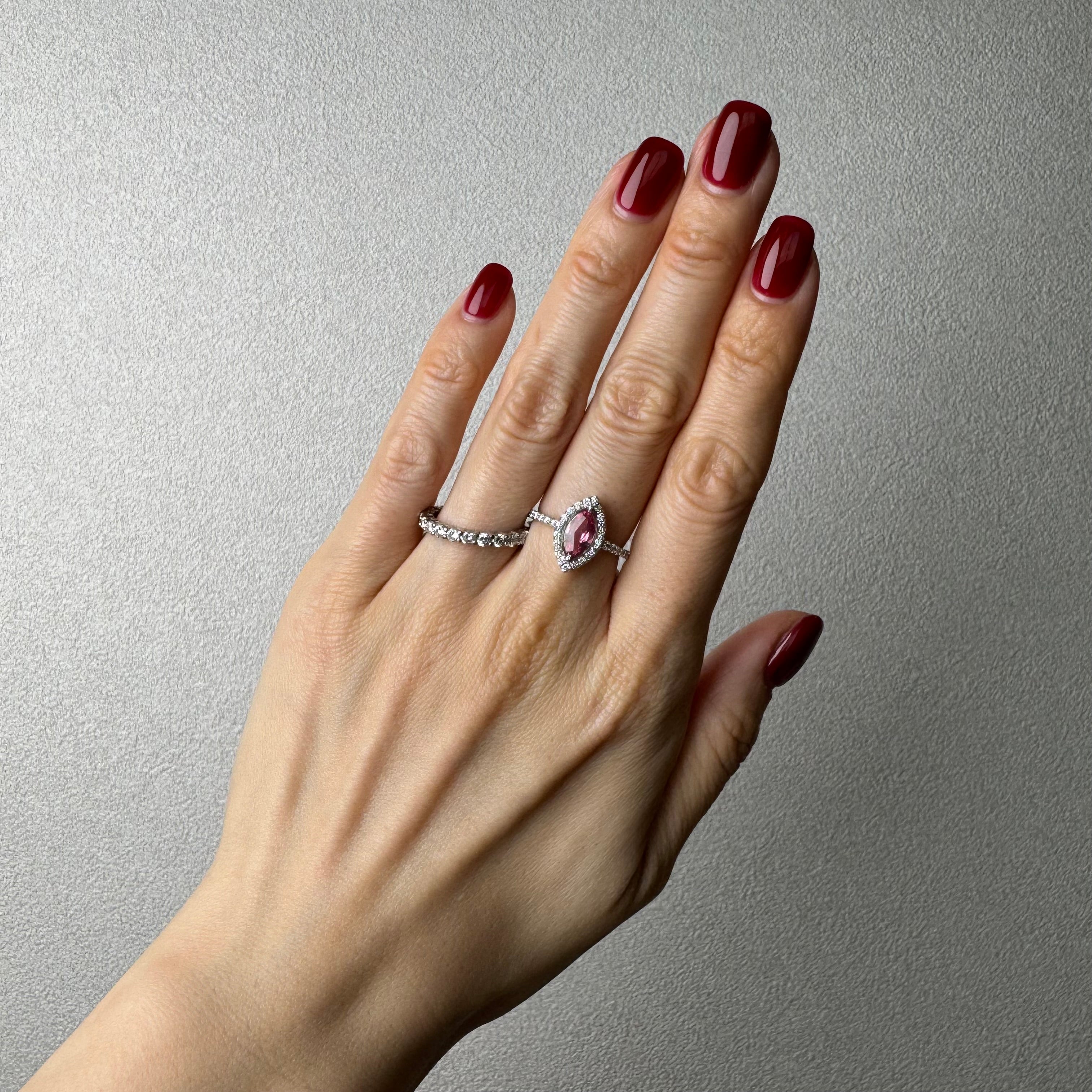 142［一点物］パパラチアサファイア 0.9ct前後 MQ リング