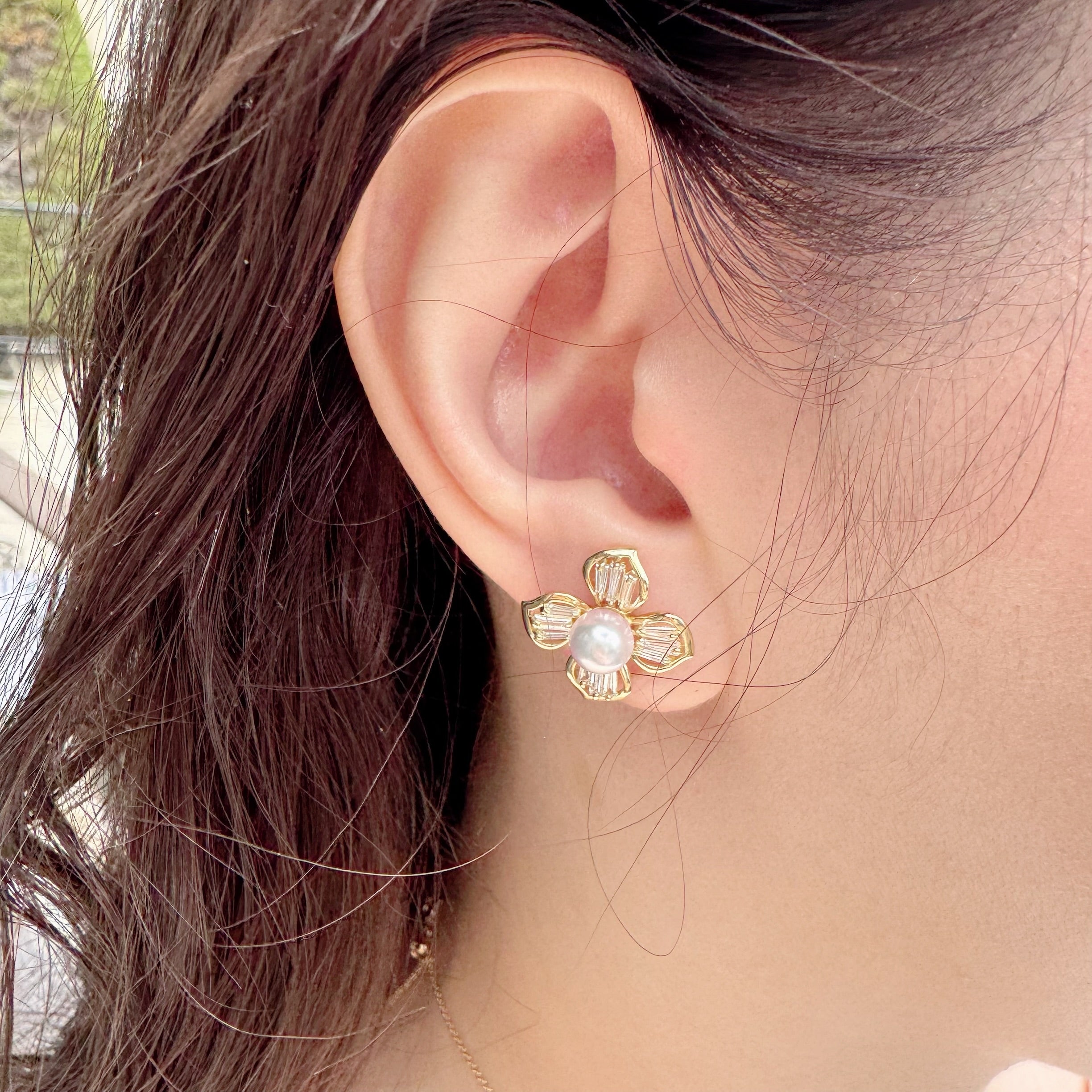 ［ポプリン］ピアス あこや6ミリ