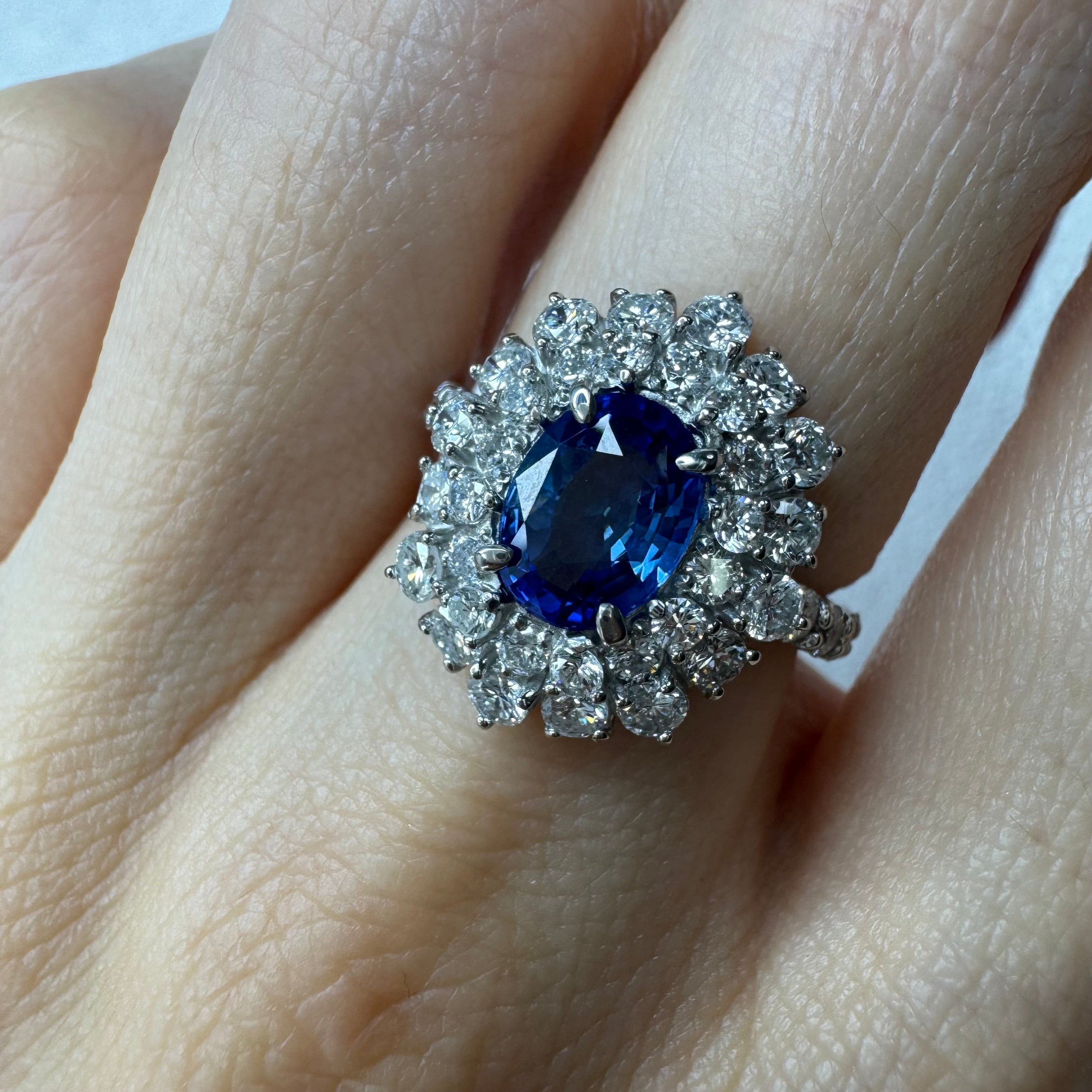 120［一点物］リング ブルーサファイア 1.6ct OV PT