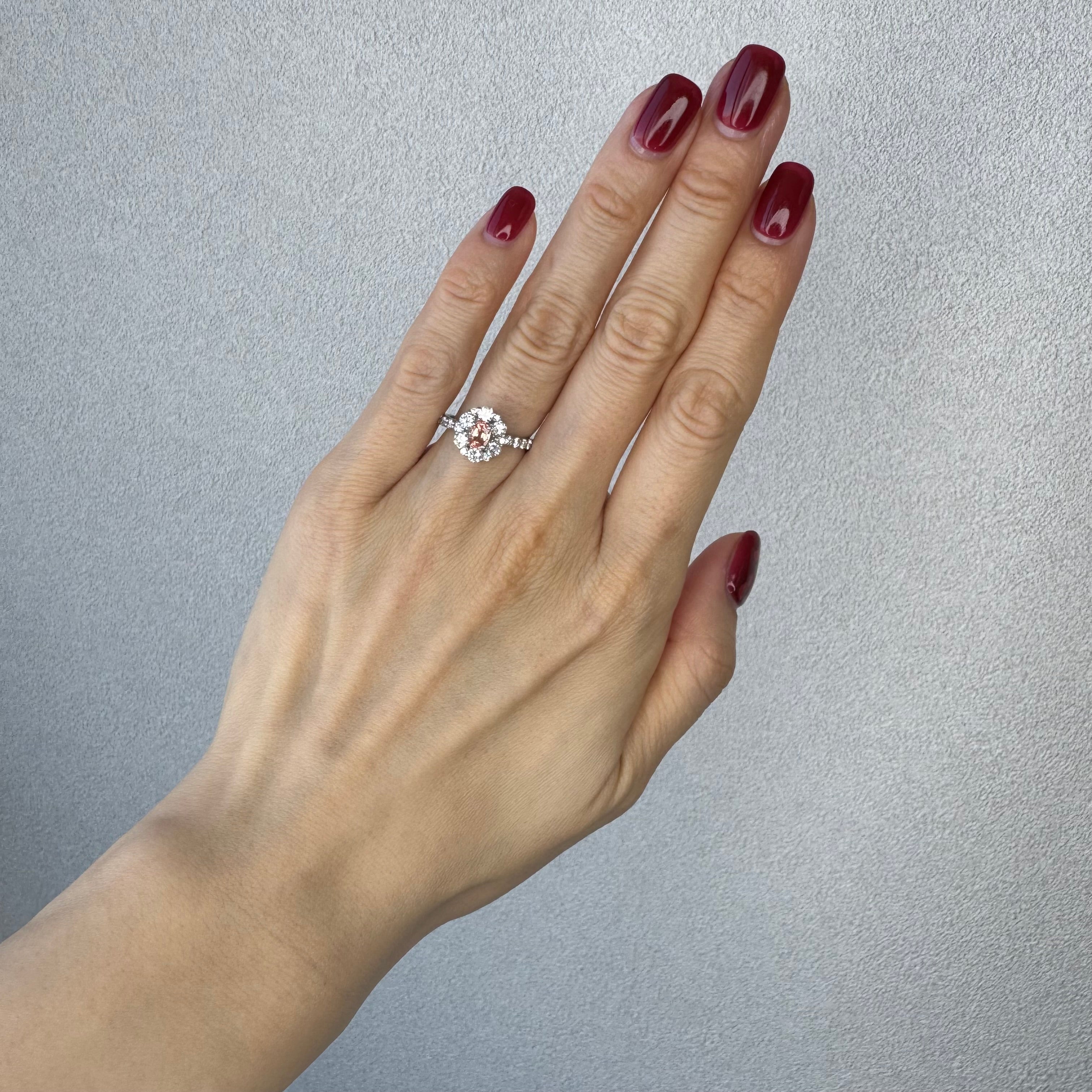 140［一点物］リング  パパラチアサファイア 0.5ct OV PT