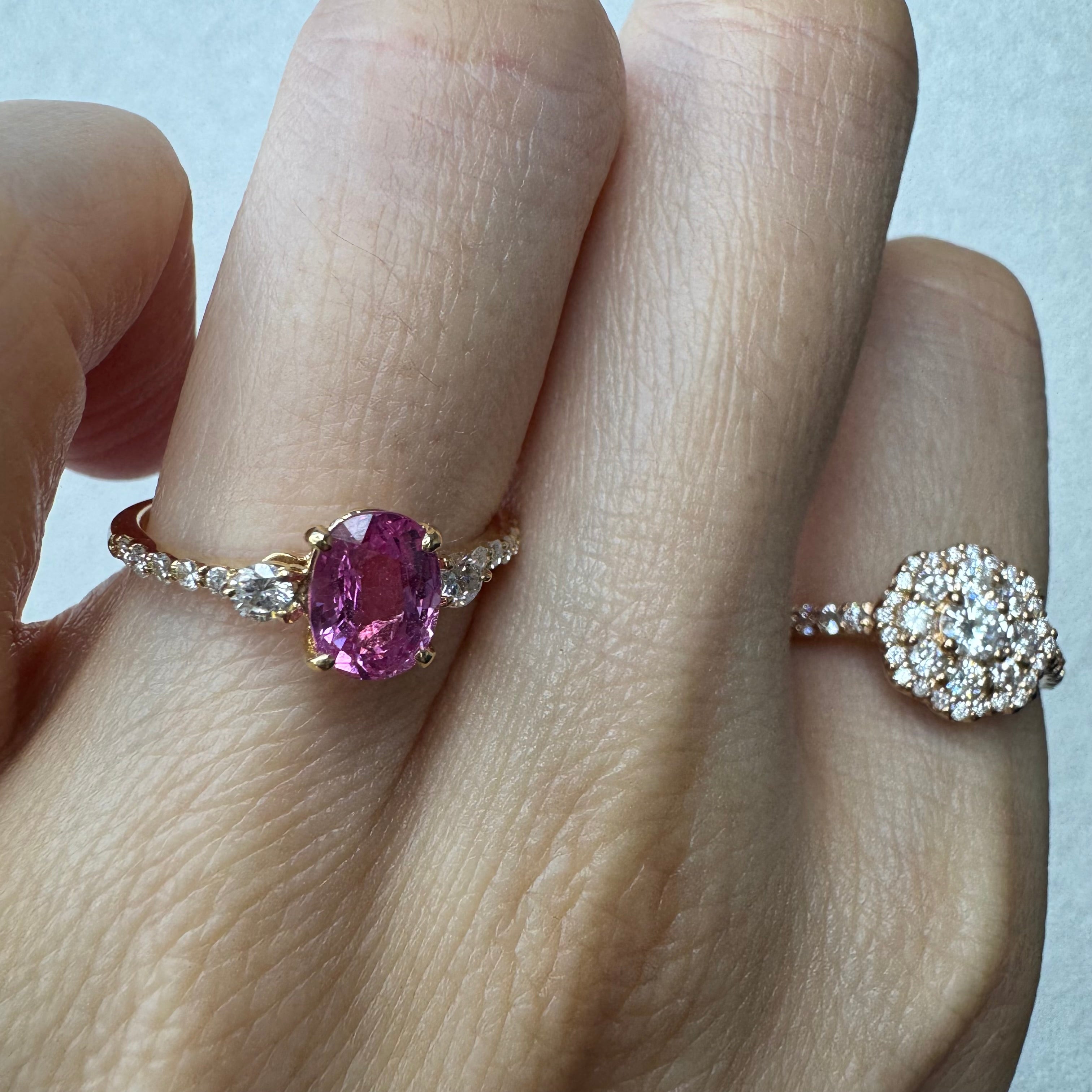 97［一点物］リング ピンクサファイア 1.4ct前後 OV YG