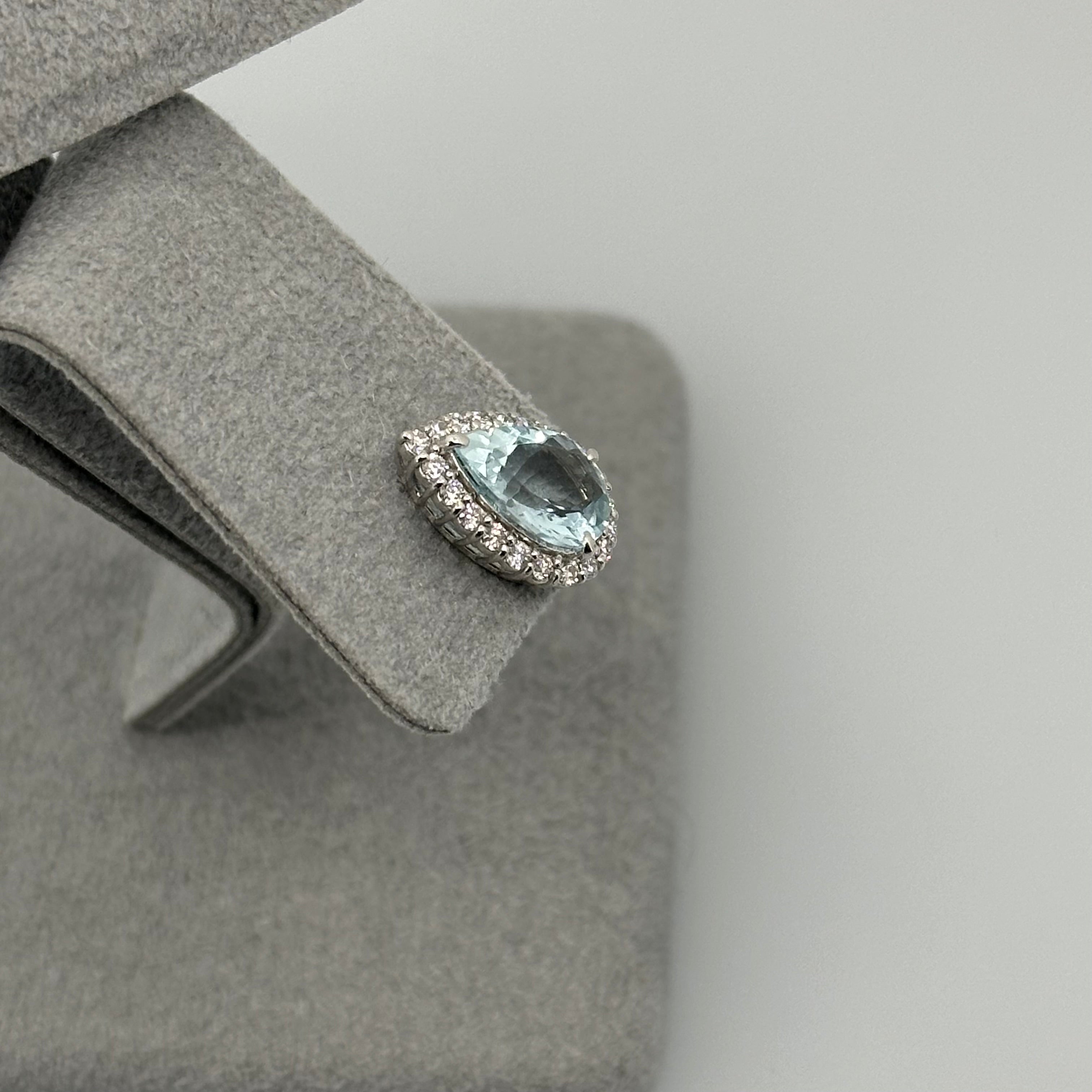 411［一点物］ピアス アクアマリン 1.38ct×2 PS PT