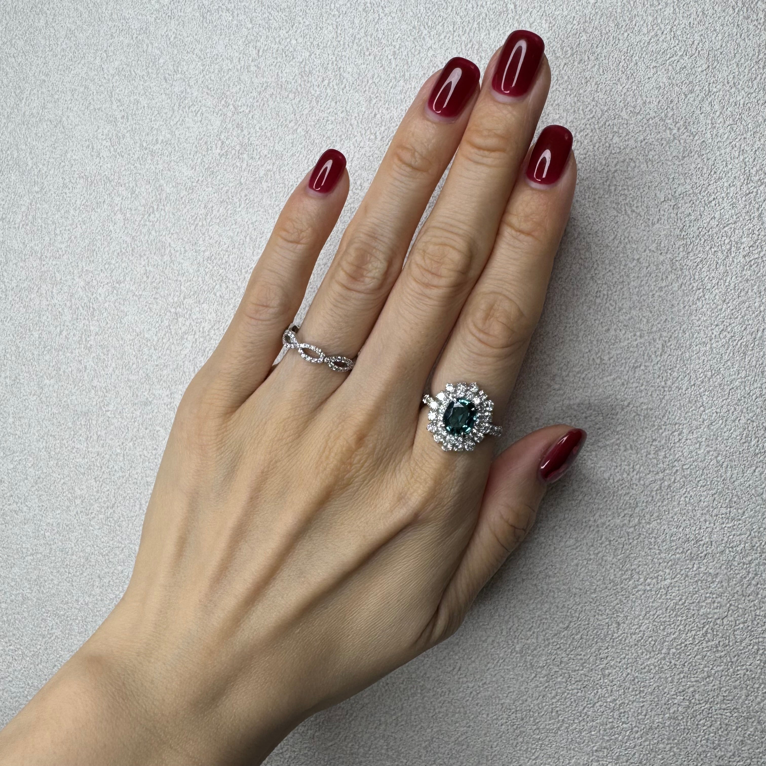 34.36.76.168［一点物］リング クリソベリル/トルマリン/クロムトルマリン 1ct UP OV PT