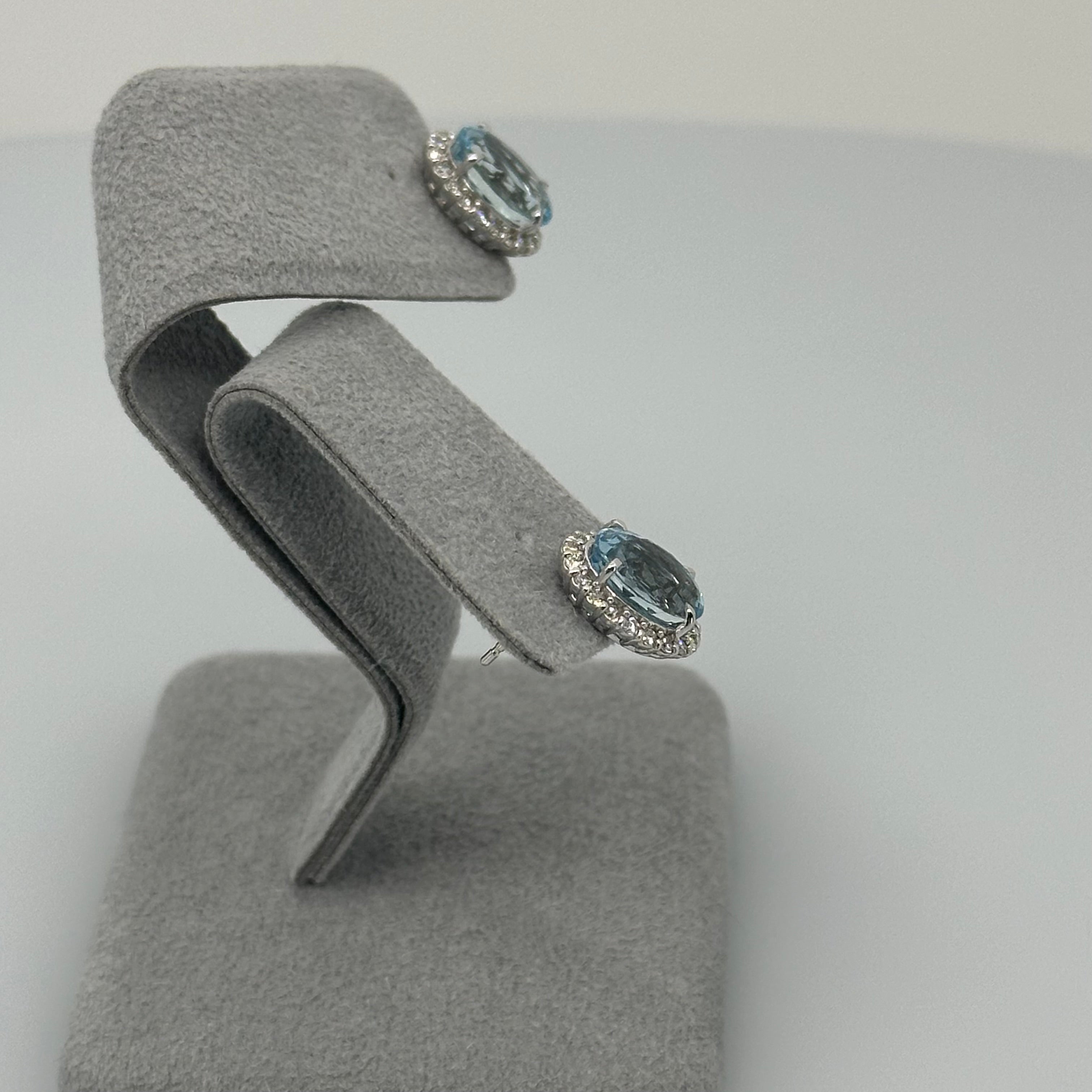 410［一点物］ピアス アクアマリン 2.5ct×2 OV PT