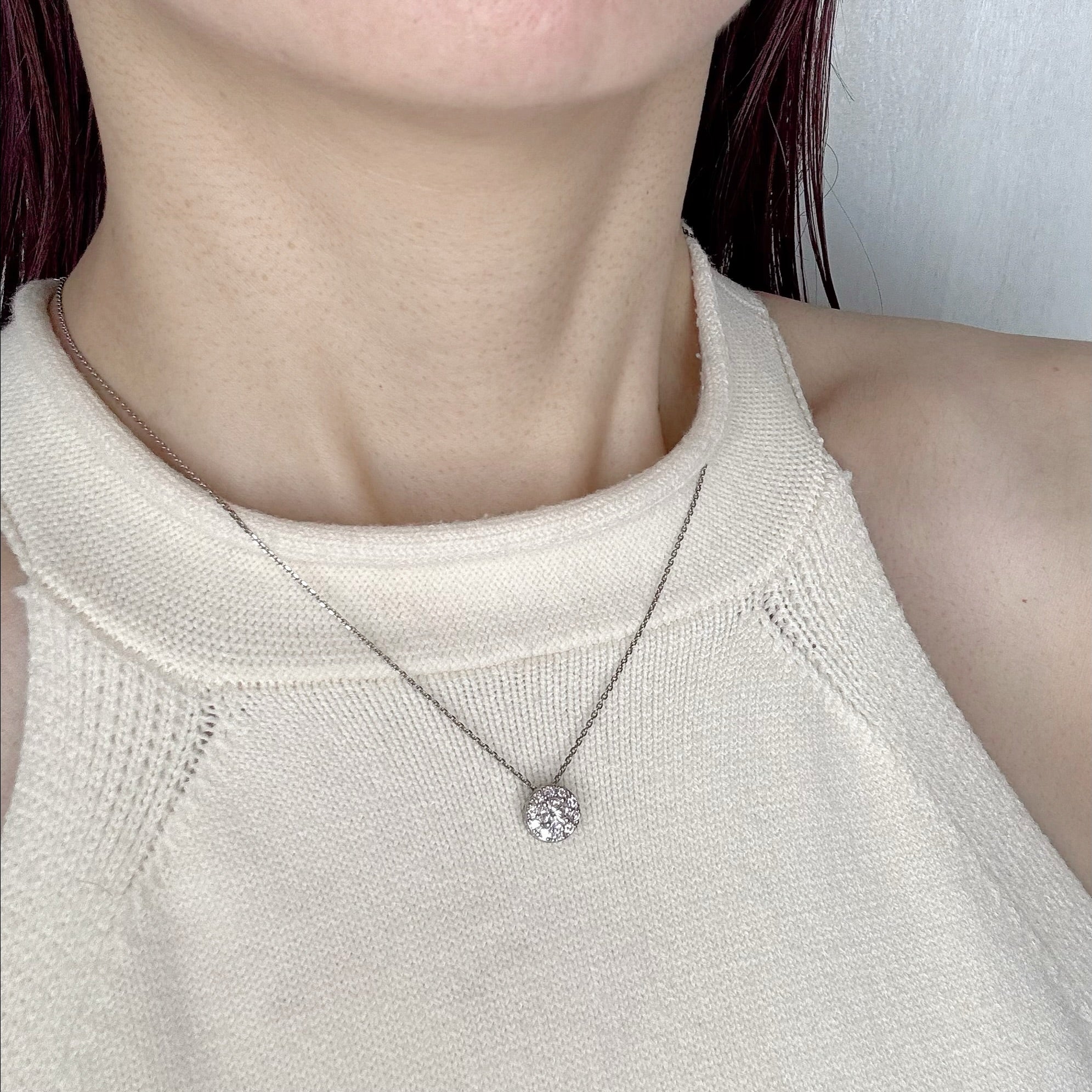 ［ポインターパヴェ］ネックレス ダイヤ 中石0.3ct