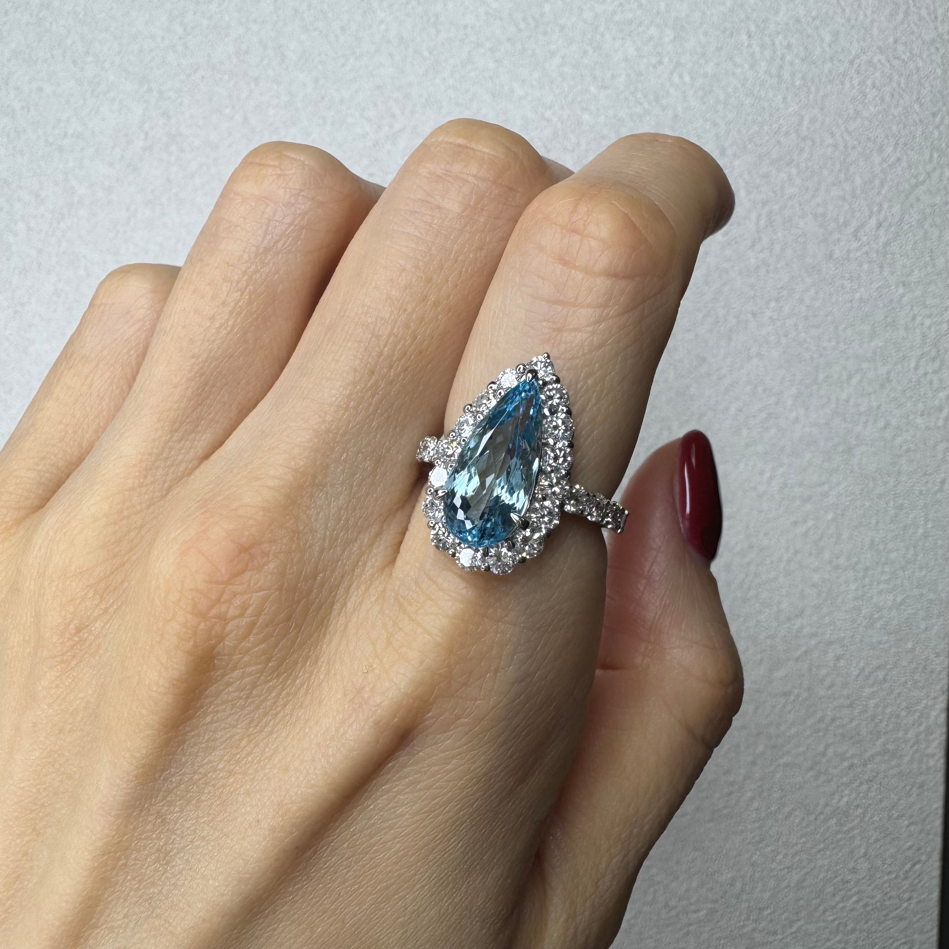 172［一点物］リング アクアマリン 3.9ct PS PT