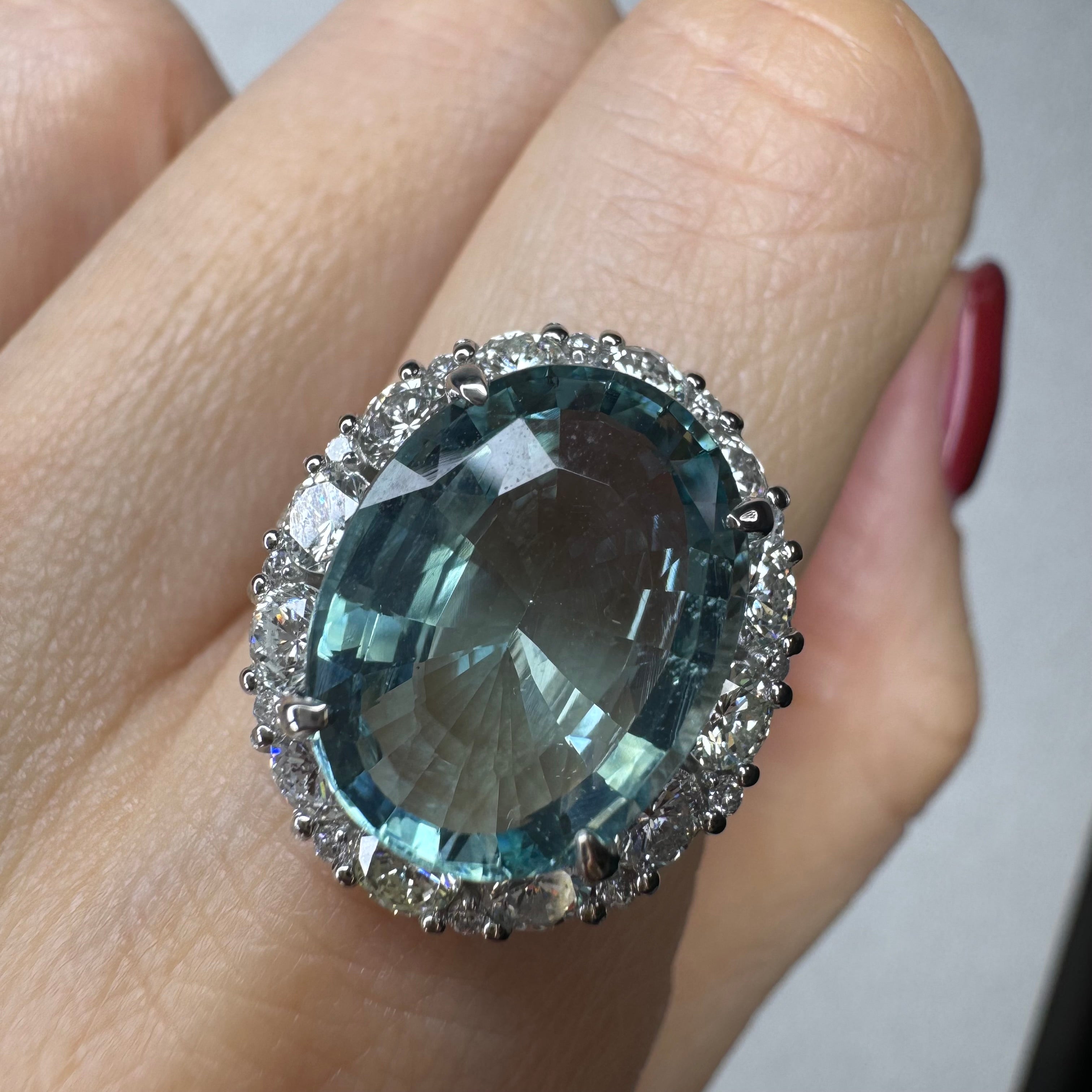 176［一点物］リング アクアマリン 5.7ct前後 OV PT