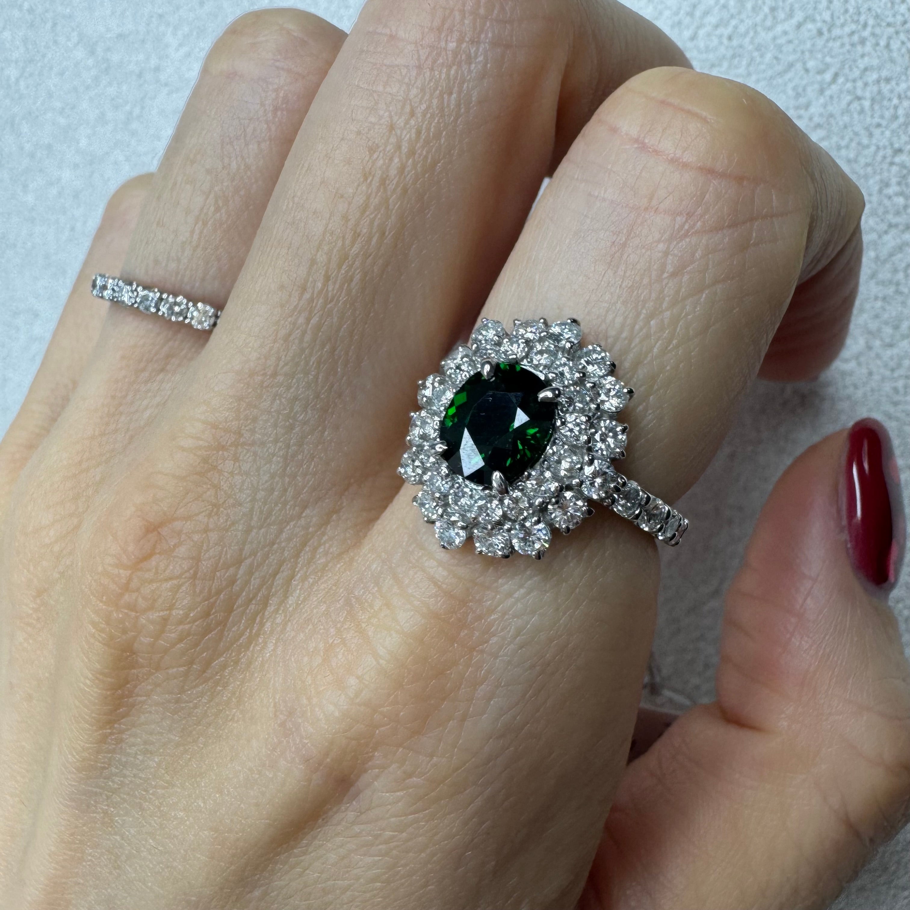 34.36.76.168［一点物］リング クリソベリル/トルマリン/クロムトルマリン 1ct UP OV PT