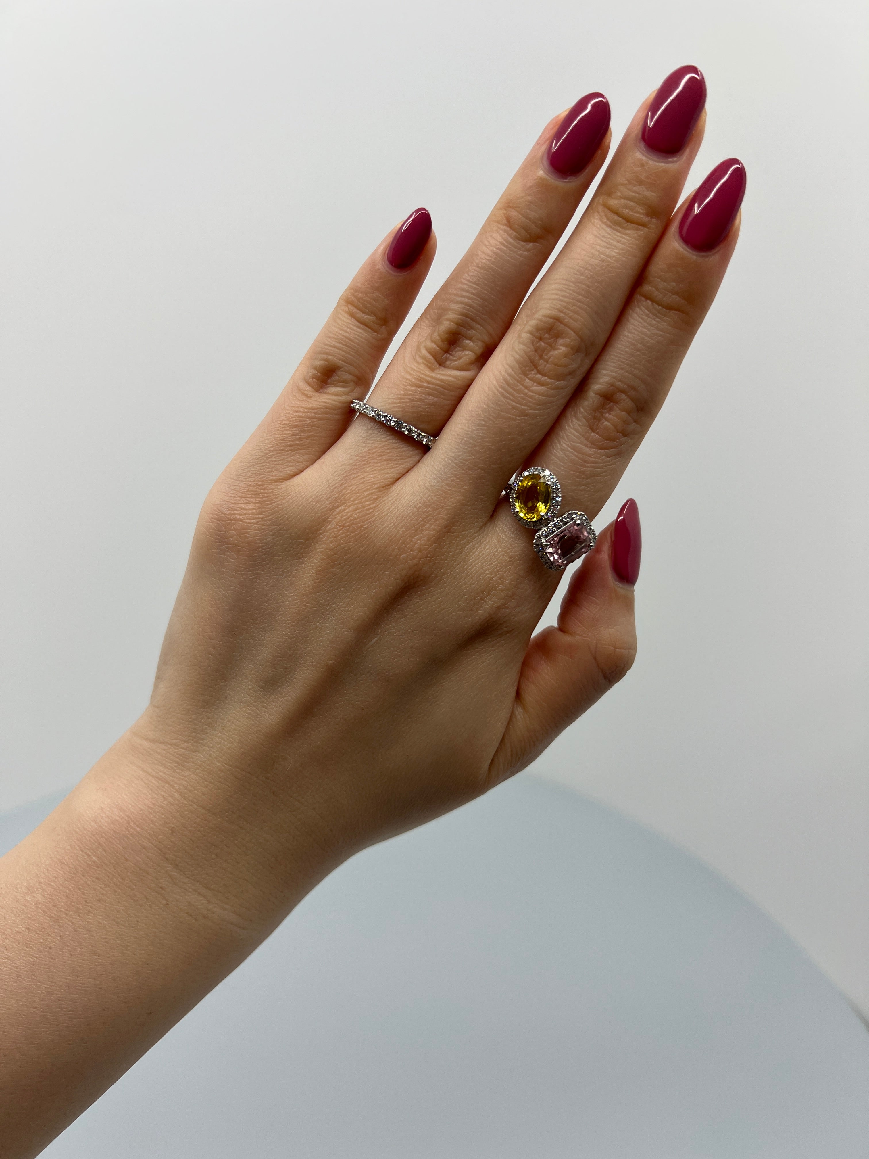 ［ベニエ］リング イエローサファイア 1.7ct OV/モルガナイト 1.9ct EM