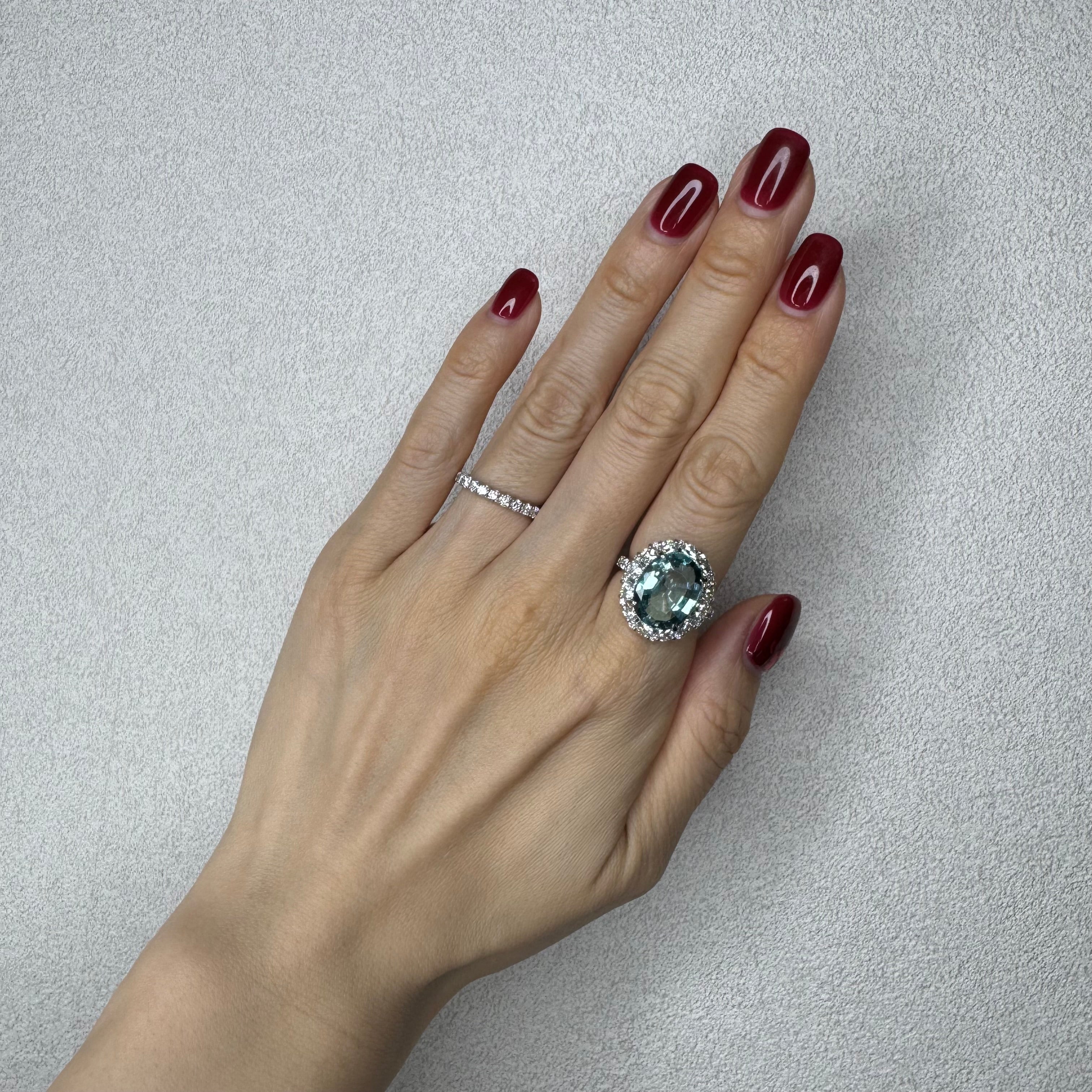 176［一点物］リング アクアマリン 5.7ct前後 OV PT