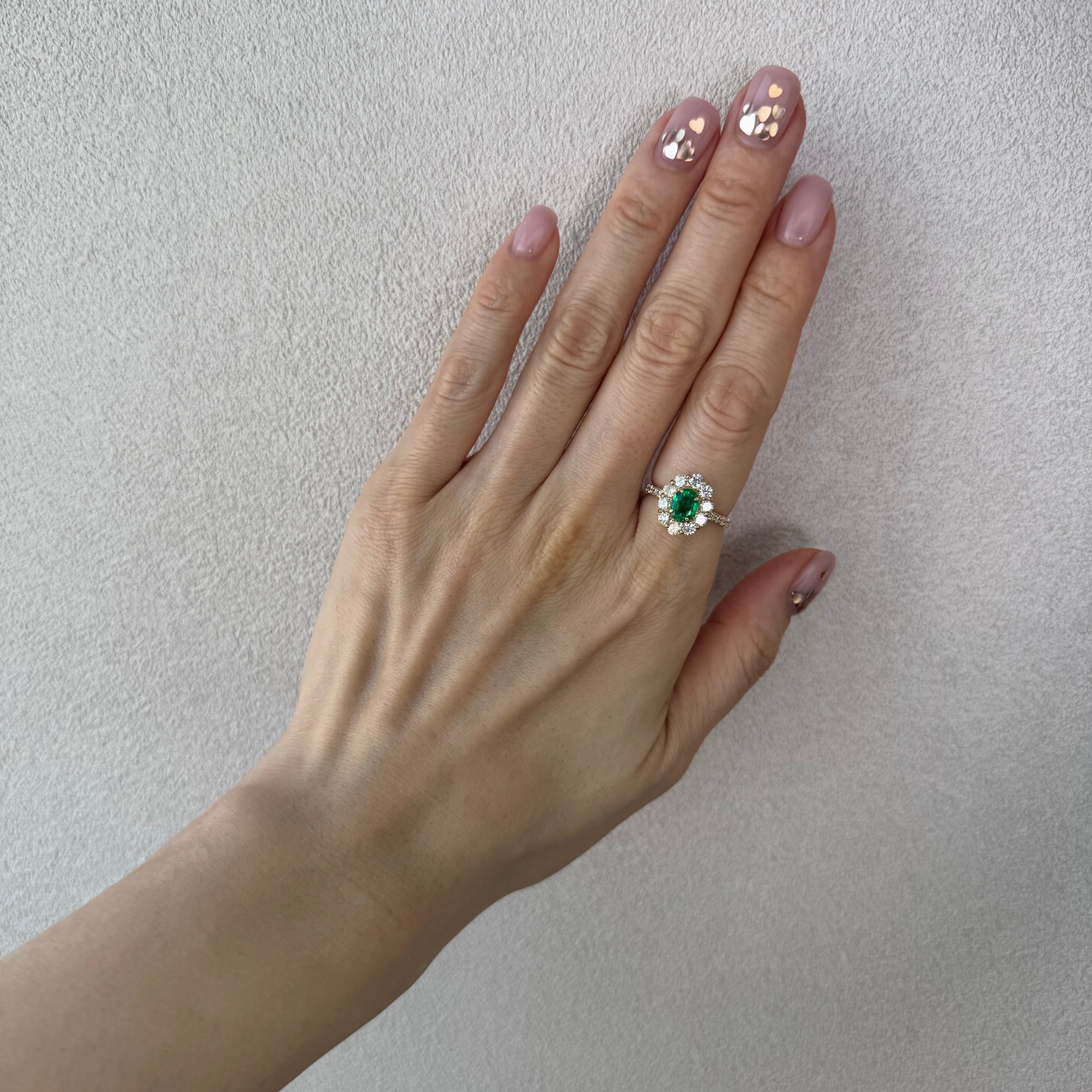 42［一点物］リング エメラルド 1ct OV YG