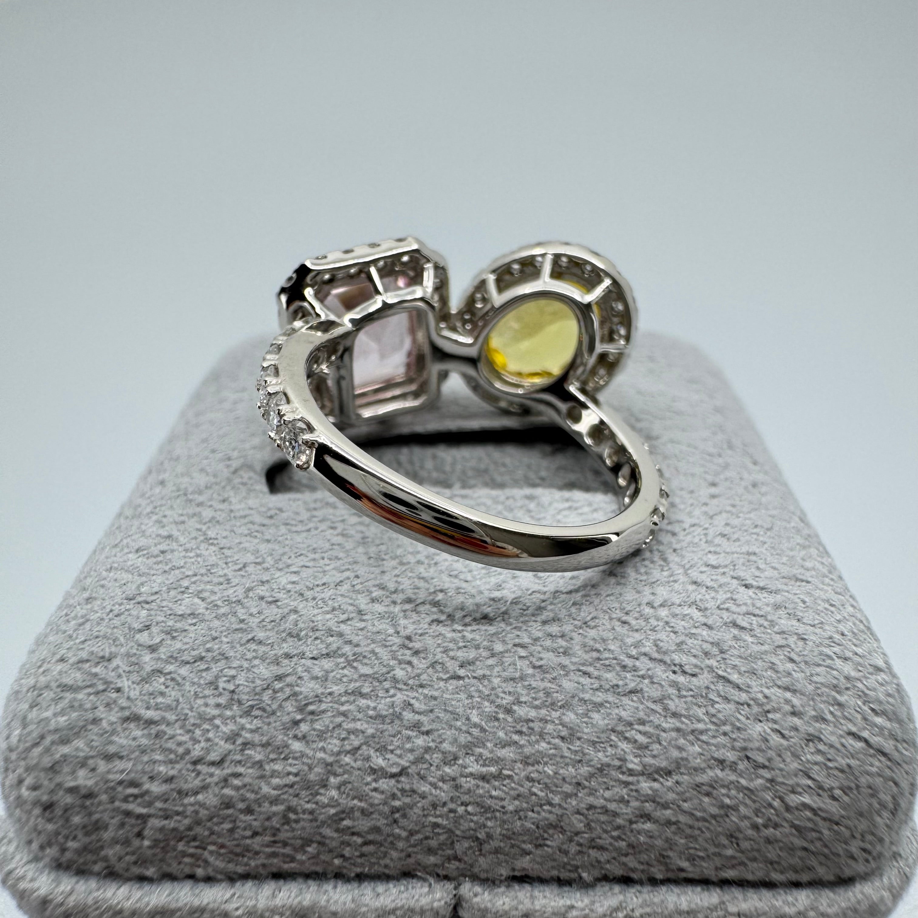 ［ベニエ］リング イエローサファイア 1.7ct OV/モルガナイト 1.9ct EM