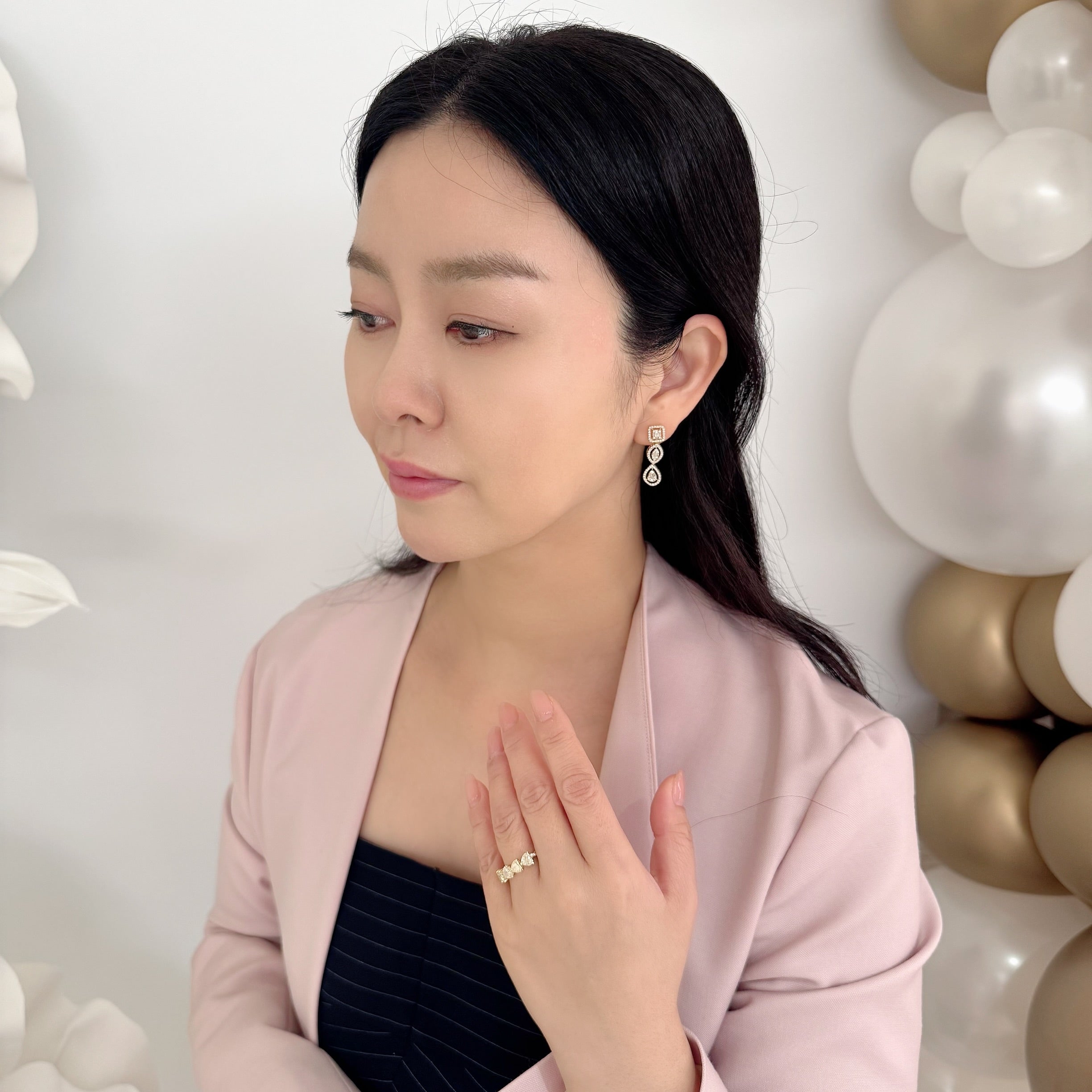 ［アメリインフィニティ］リング ダイヤ 1pc0.5ct×5pc HS YG