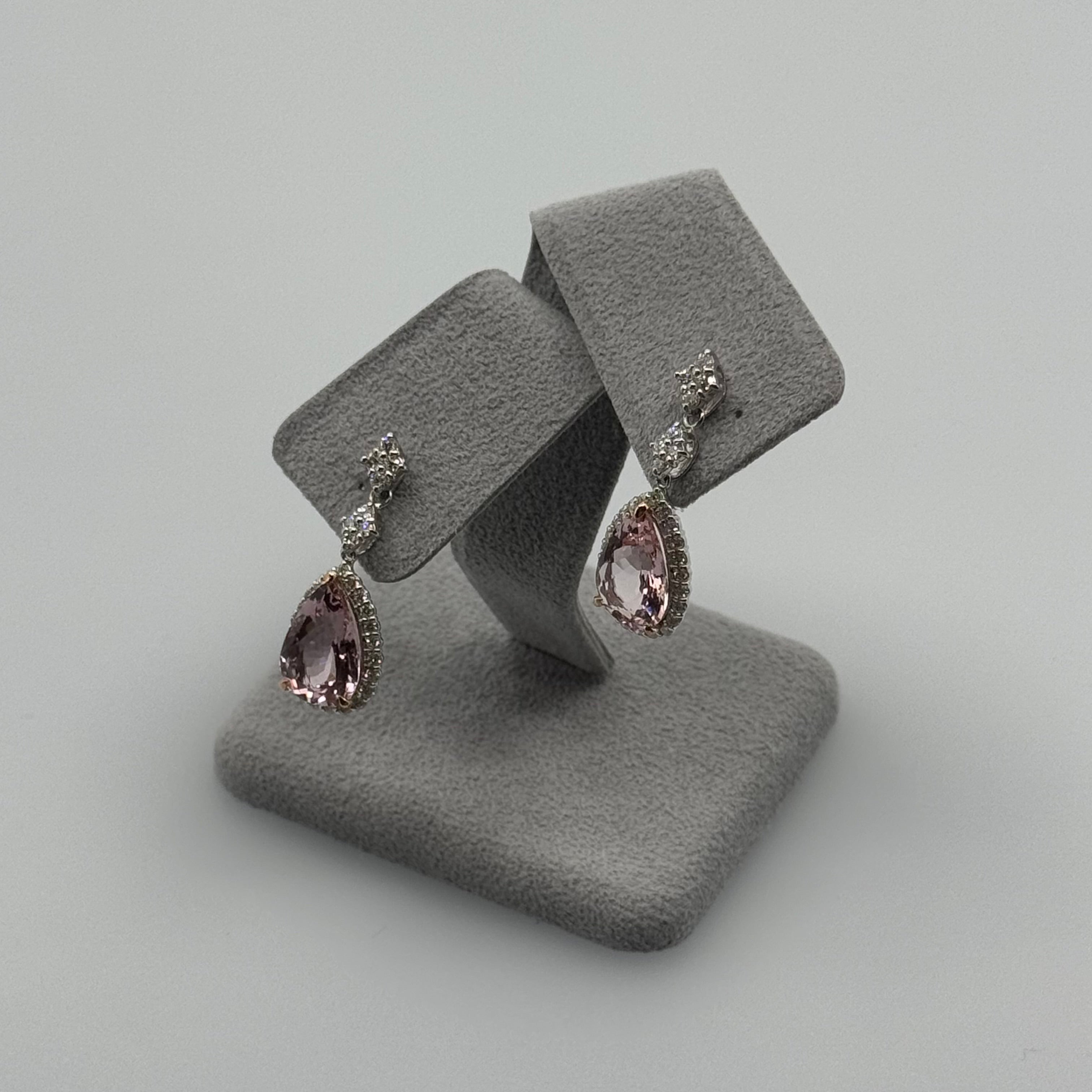 432［一点物］ピアス モルガナイト 3.6ct×2 PS PT