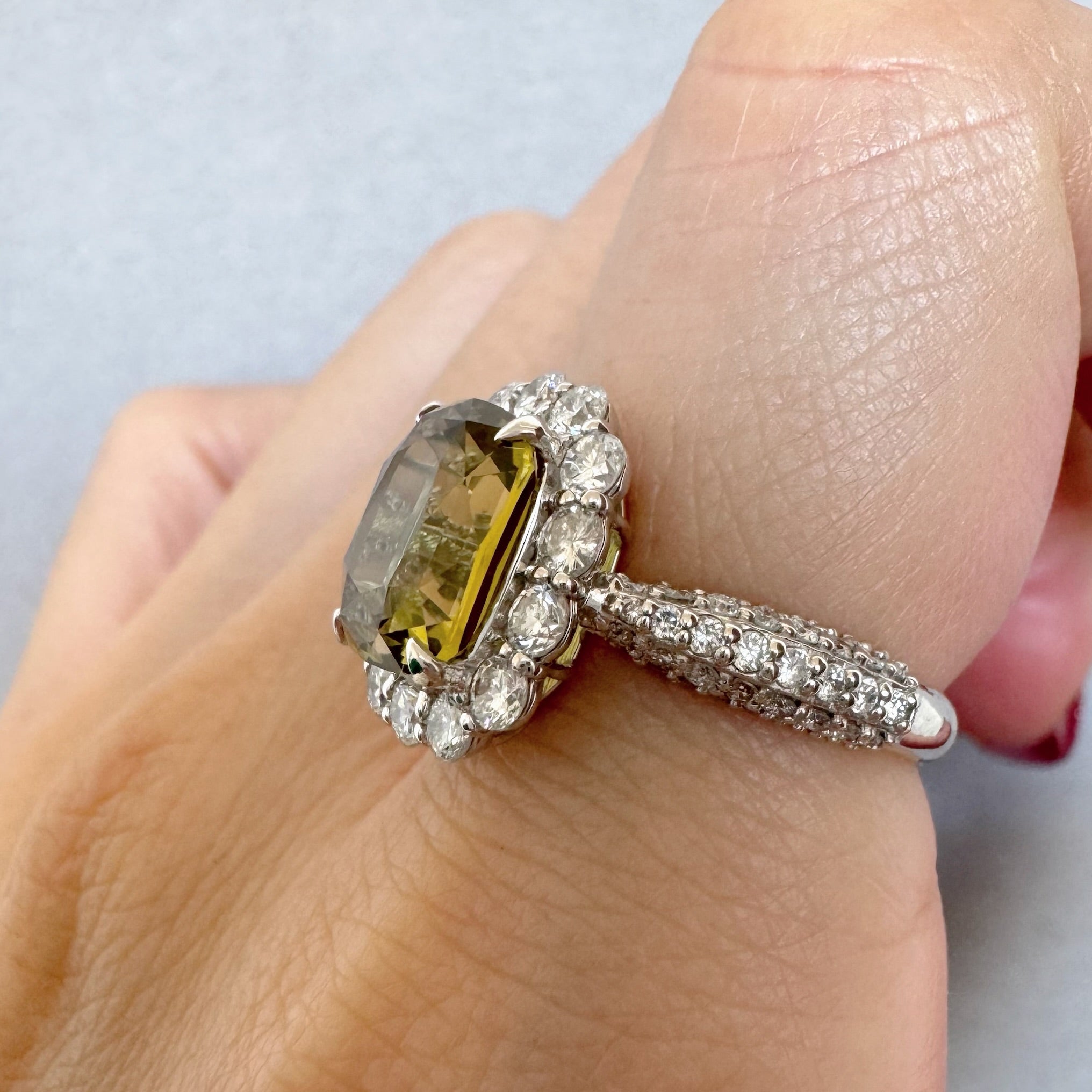 35［一点物］リング クリソベリル 中石4ct前後 SQ PT