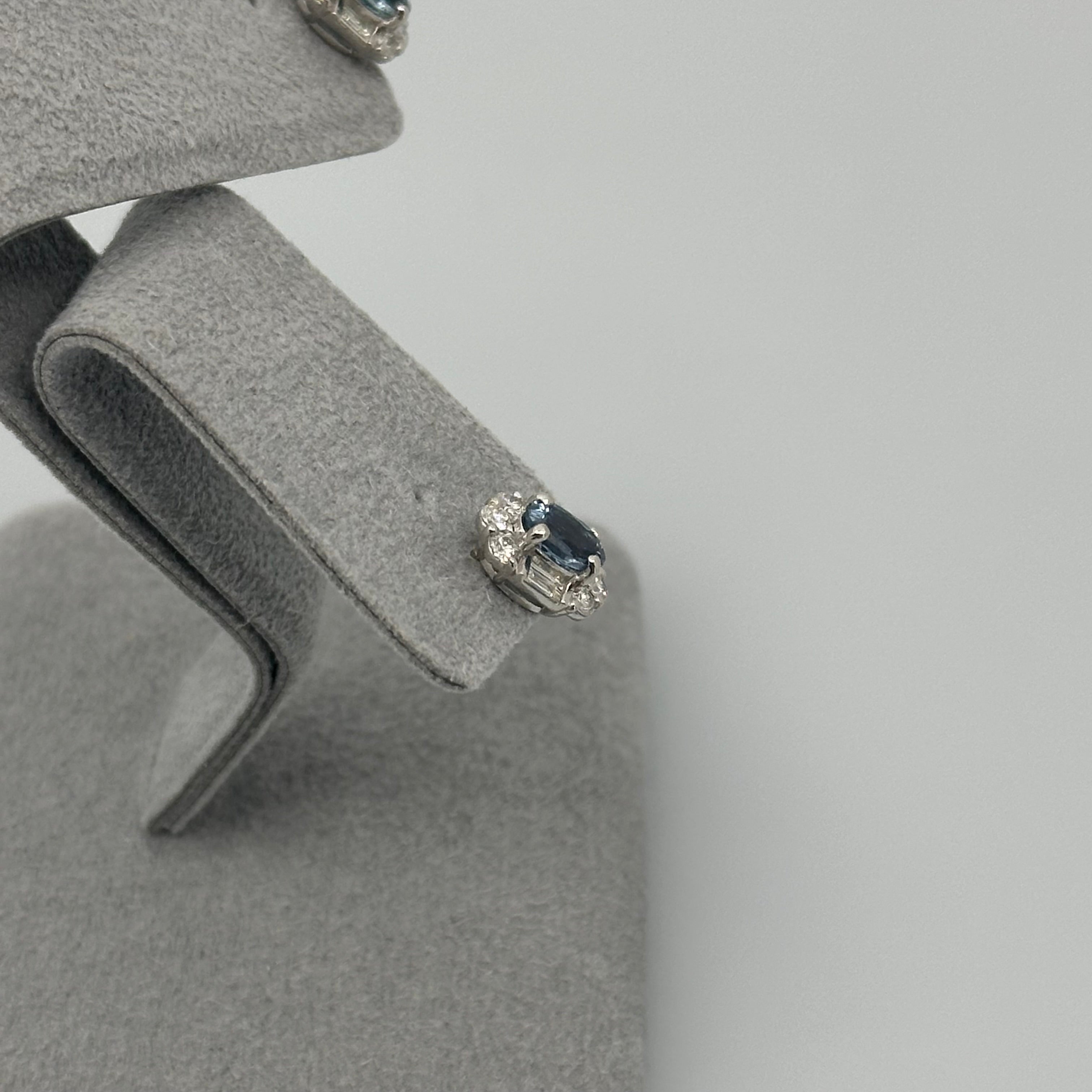 408［一点物］ピアス アクアマリン 0.47ct×2 OV PT