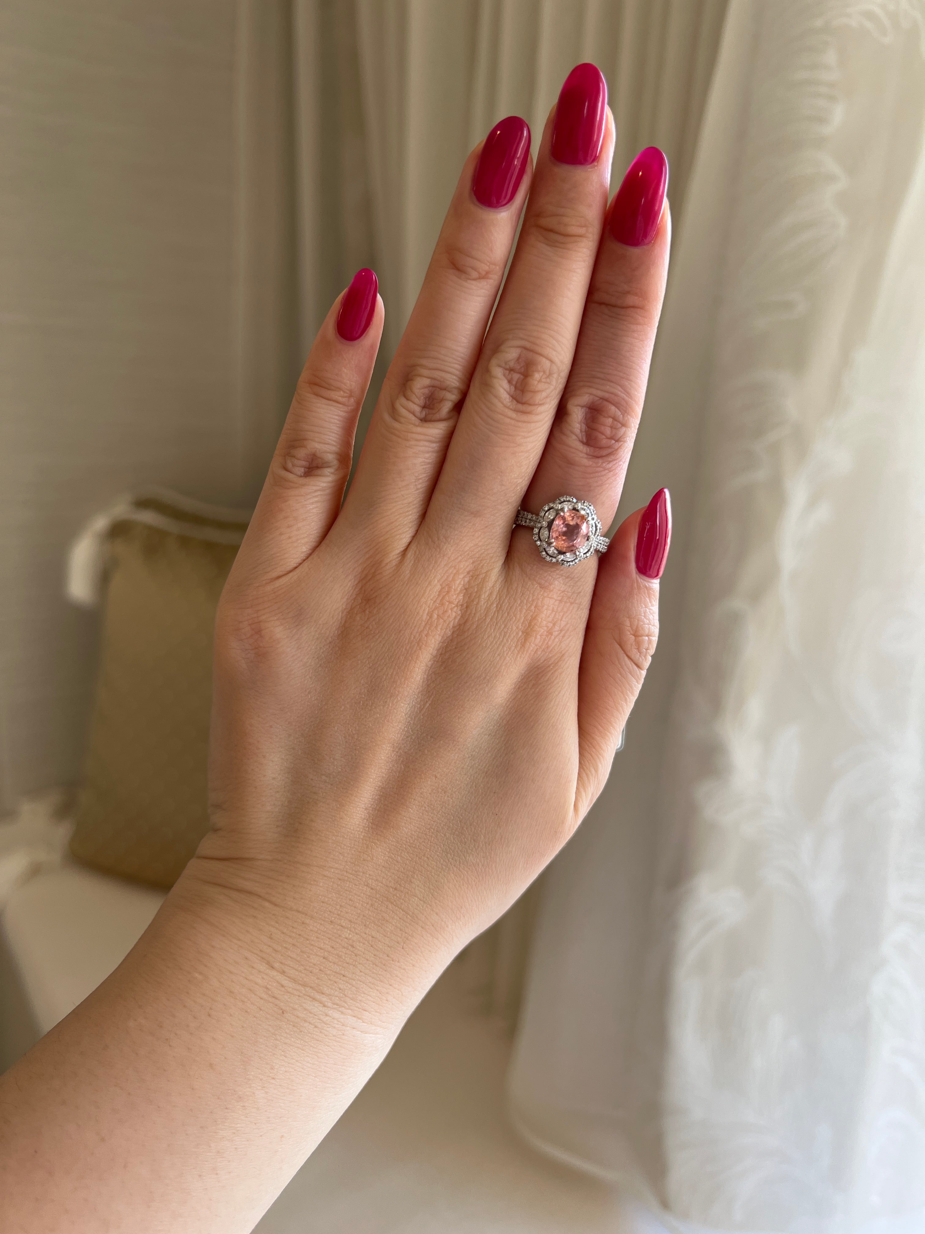 フルール パパラチア 超特品 中石2.57ct前後 SQ PT リング〜ノーヒートPINKISH ORANGE GRS(一点物)｜AYAKO SAKURAI（櫻井 彩子（サクライ アヤコ））公式通販サイト