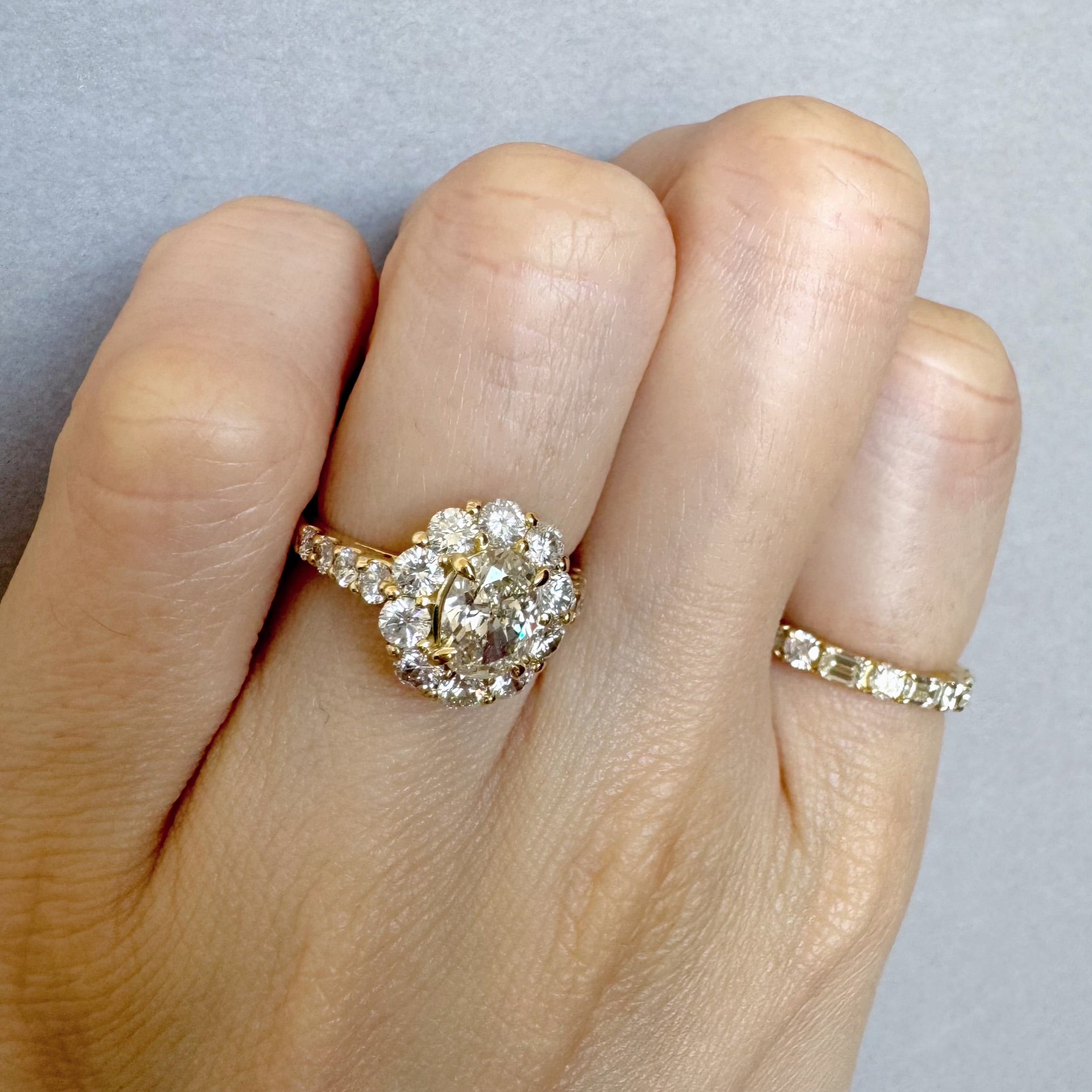 22［一点物］リング ダイヤ 1ct OV K18YG