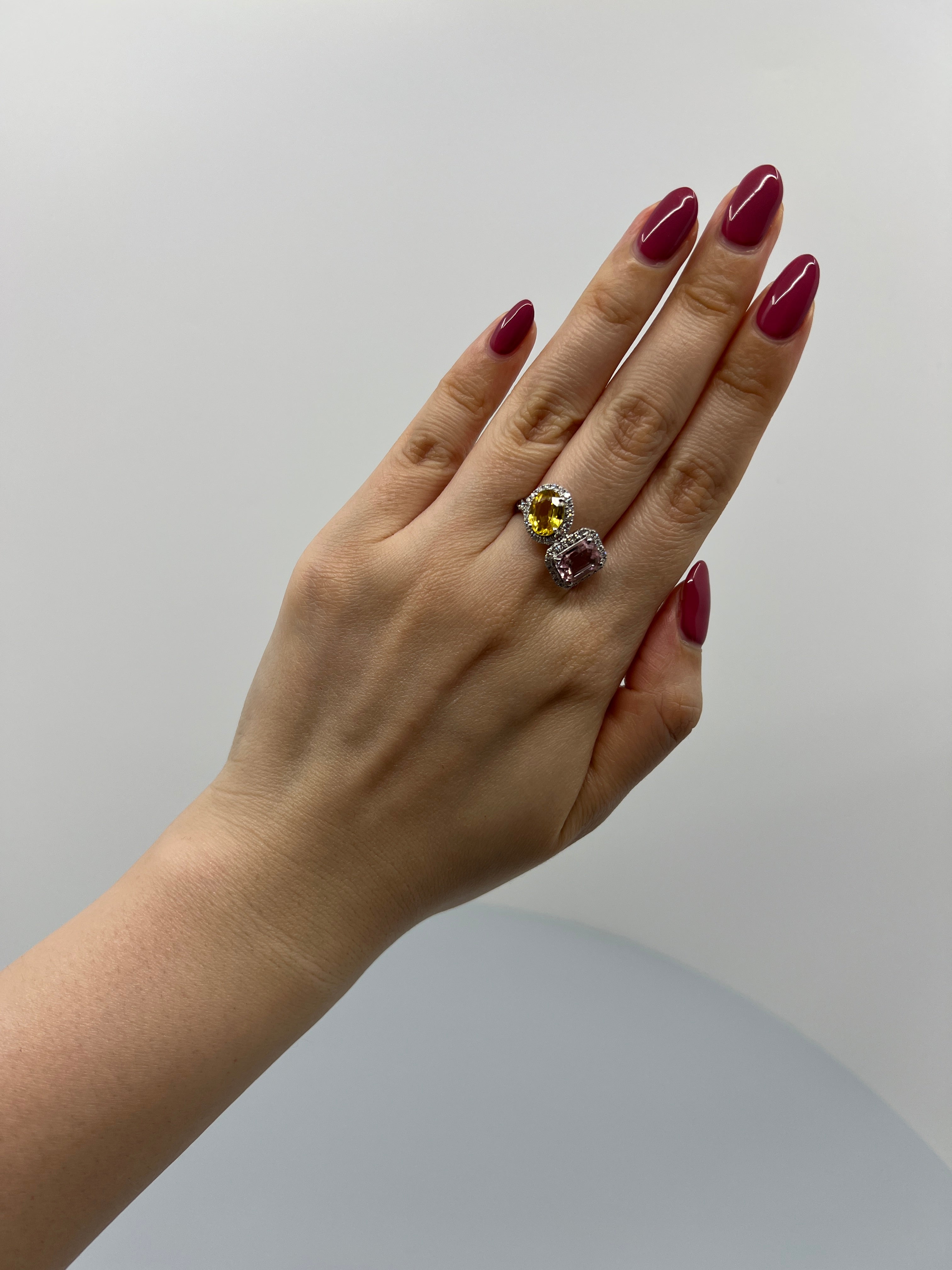 ［ベニエ］リング イエローサファイア 1.7ct OV/モルガナイト 1.9ct EM