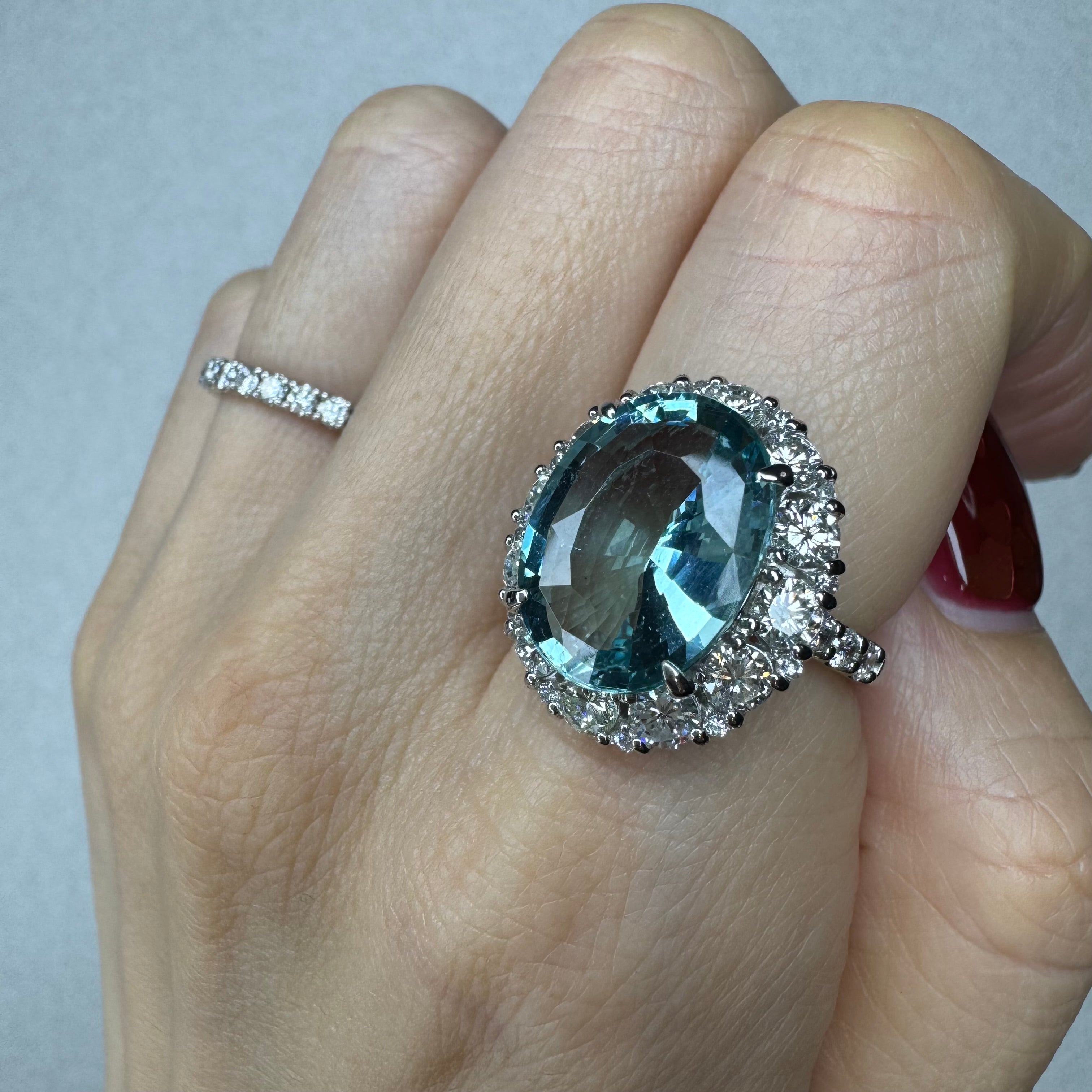 176［一点物］リング アクアマリン 5.7ct前後 OV PT