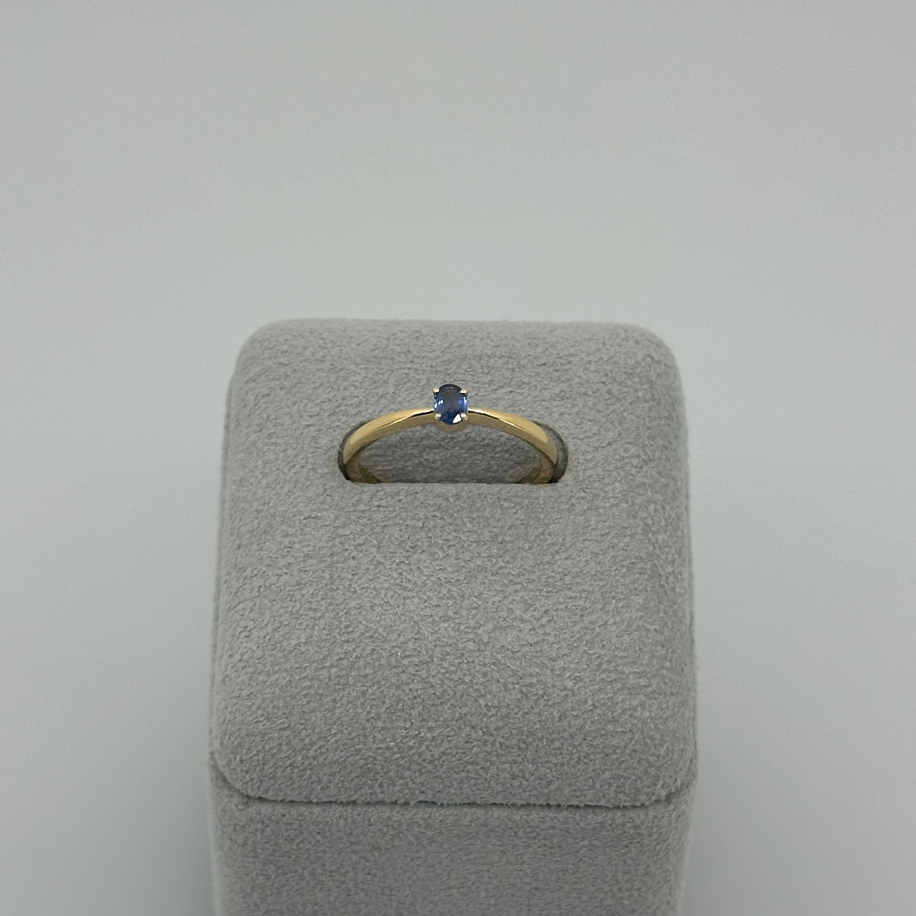 ［一点物］リング ブルー 非加熱 サファイア 0.19ct OV PT /YG