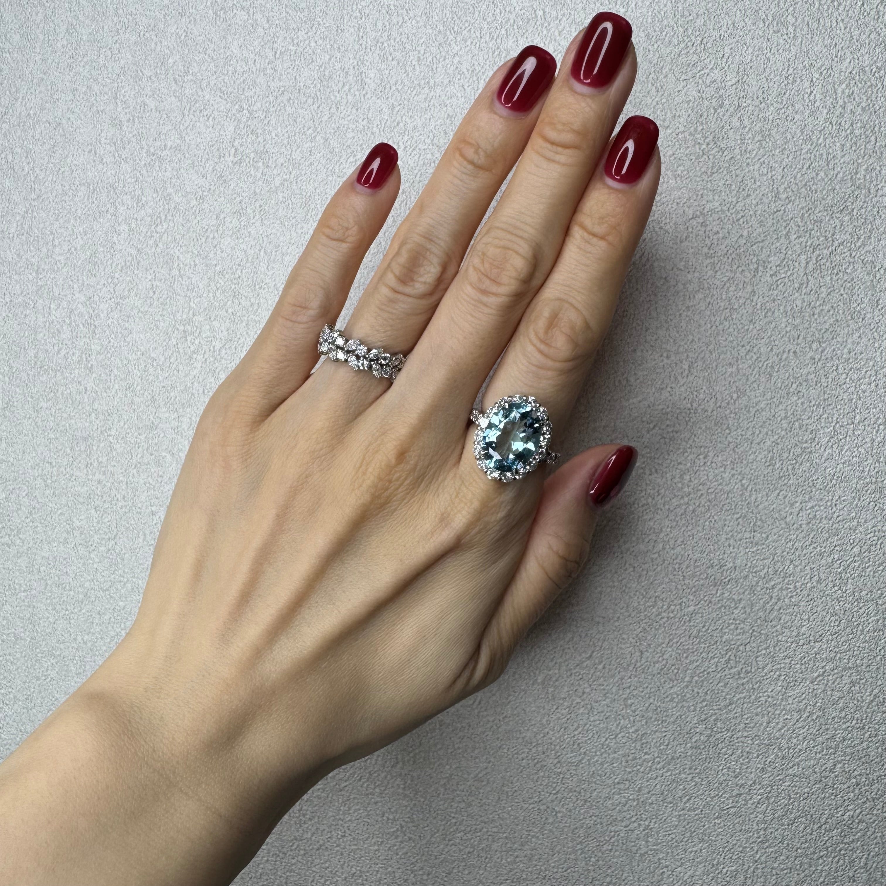 175［一点物］リング アクアマリン 6ct前後 OV PT