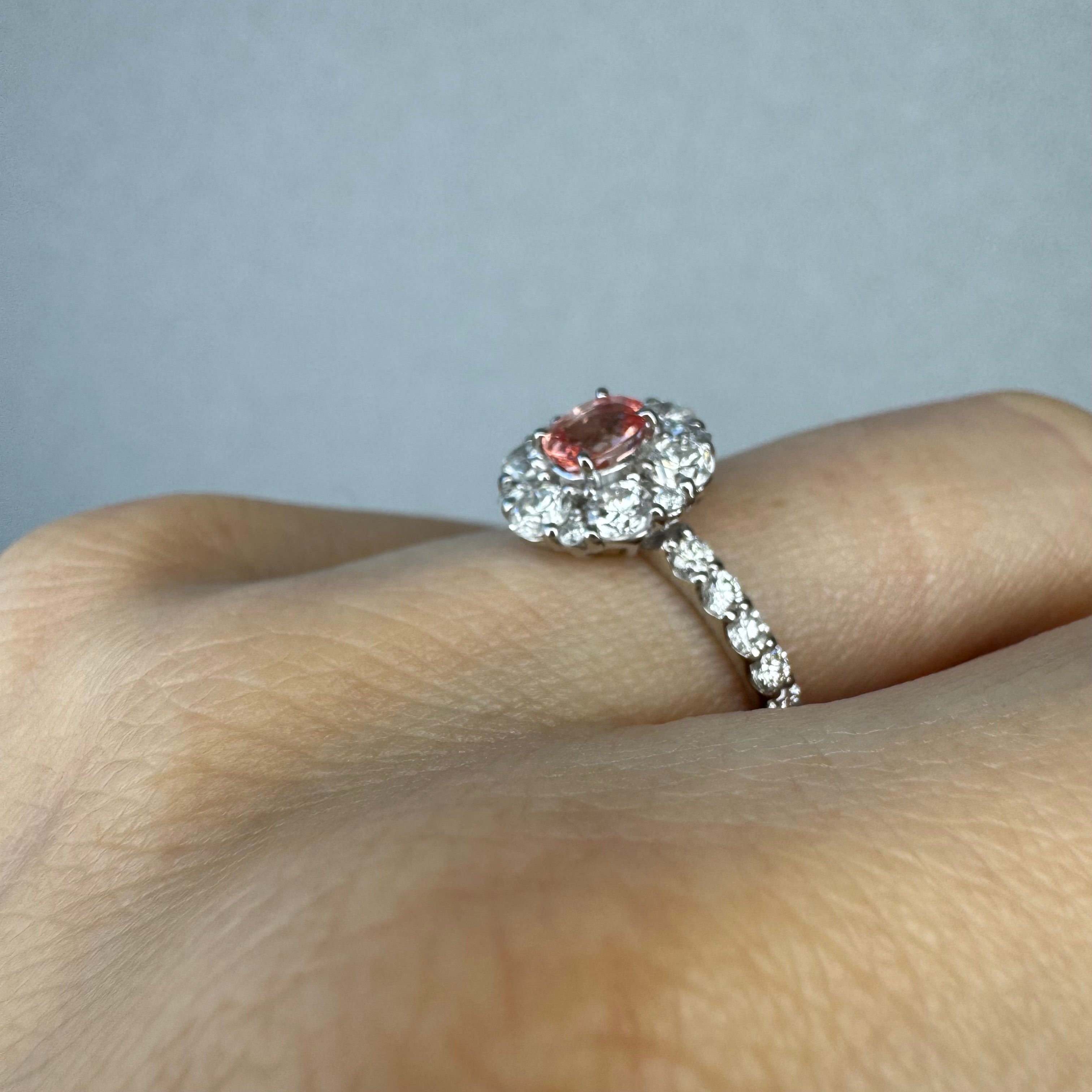 140［一点物］リング  パパラチアサファイア 0.5ct OV PT