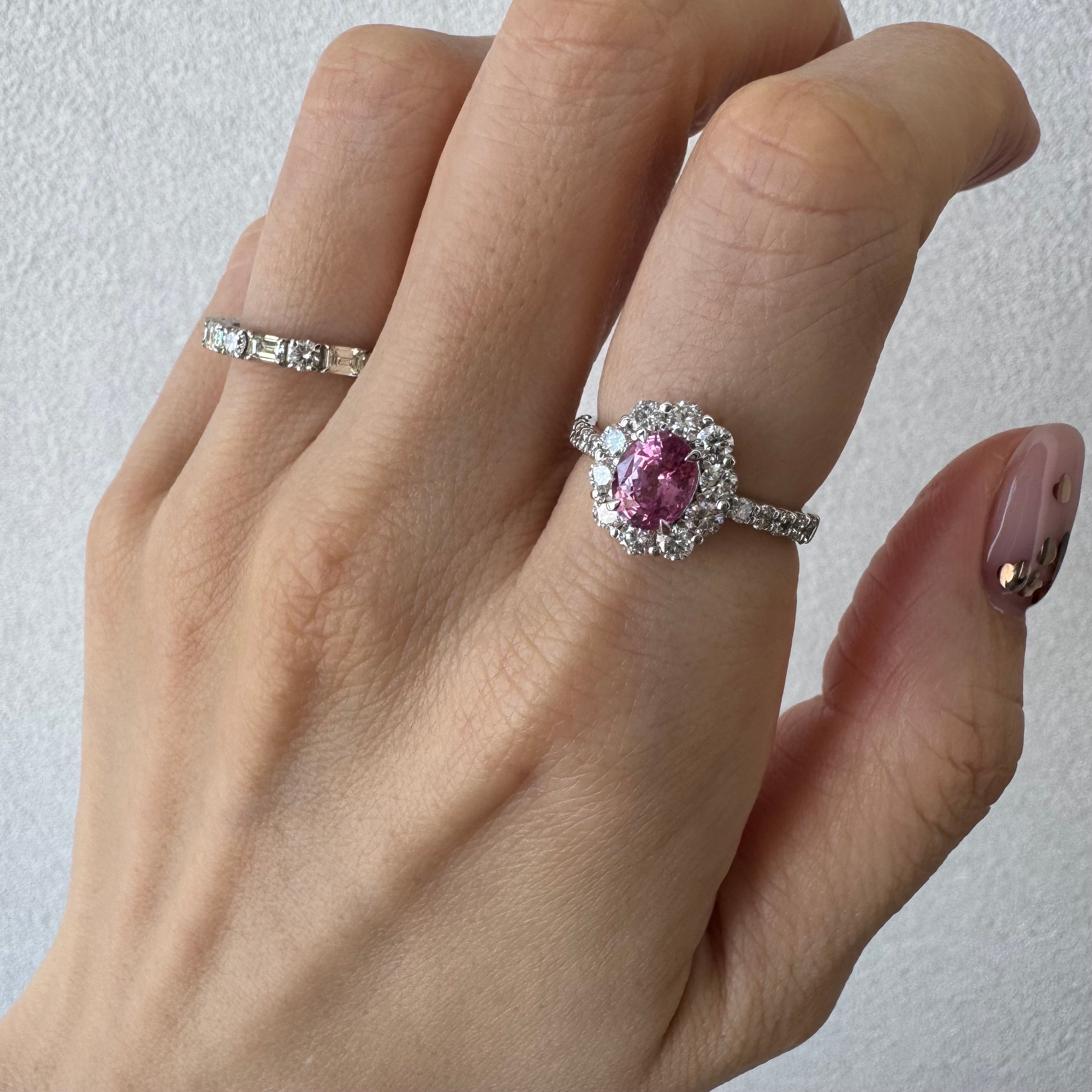 141［一点物］リング  パパラチアサファイア 1.1ct OV PT