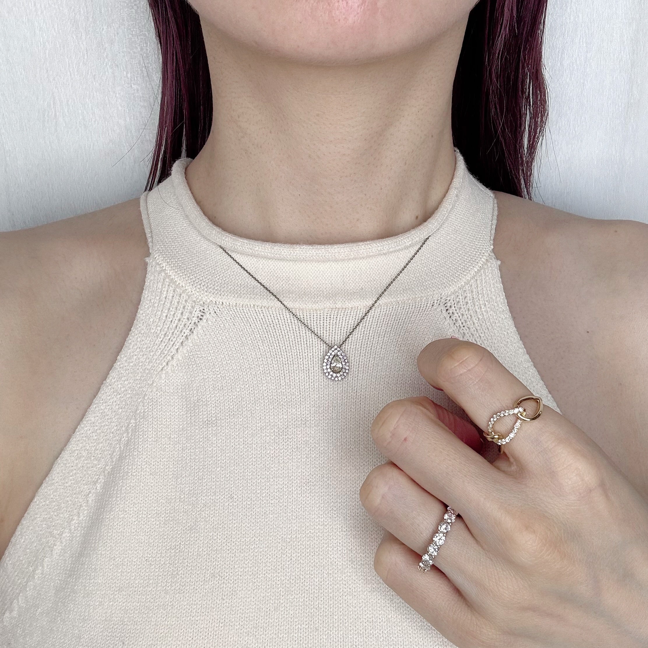 [ポワール］ネックレス ライトイエローダイヤ 0.3ct PS