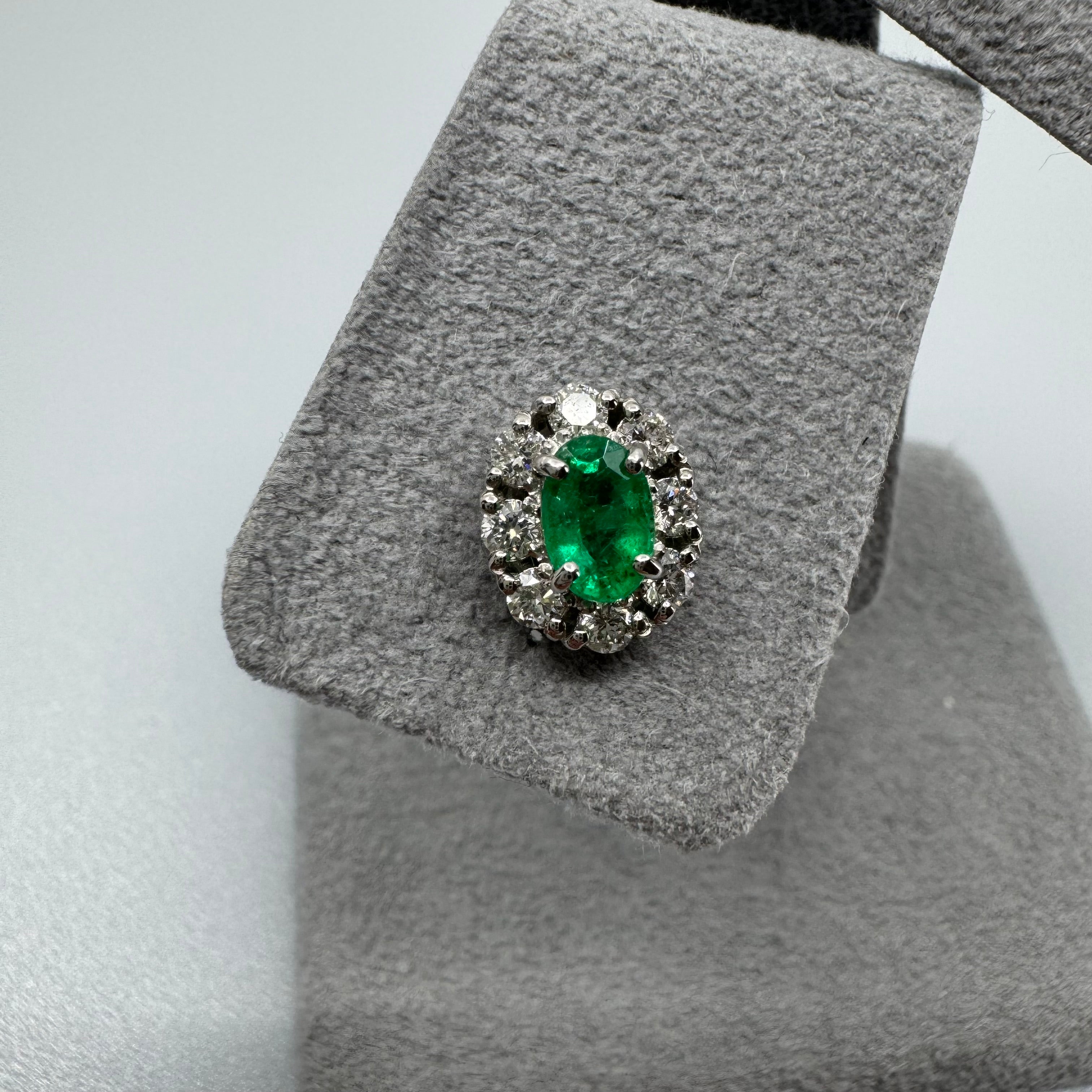 40［一点物］ピアス エメラルド 0.4ct×2 OV PT