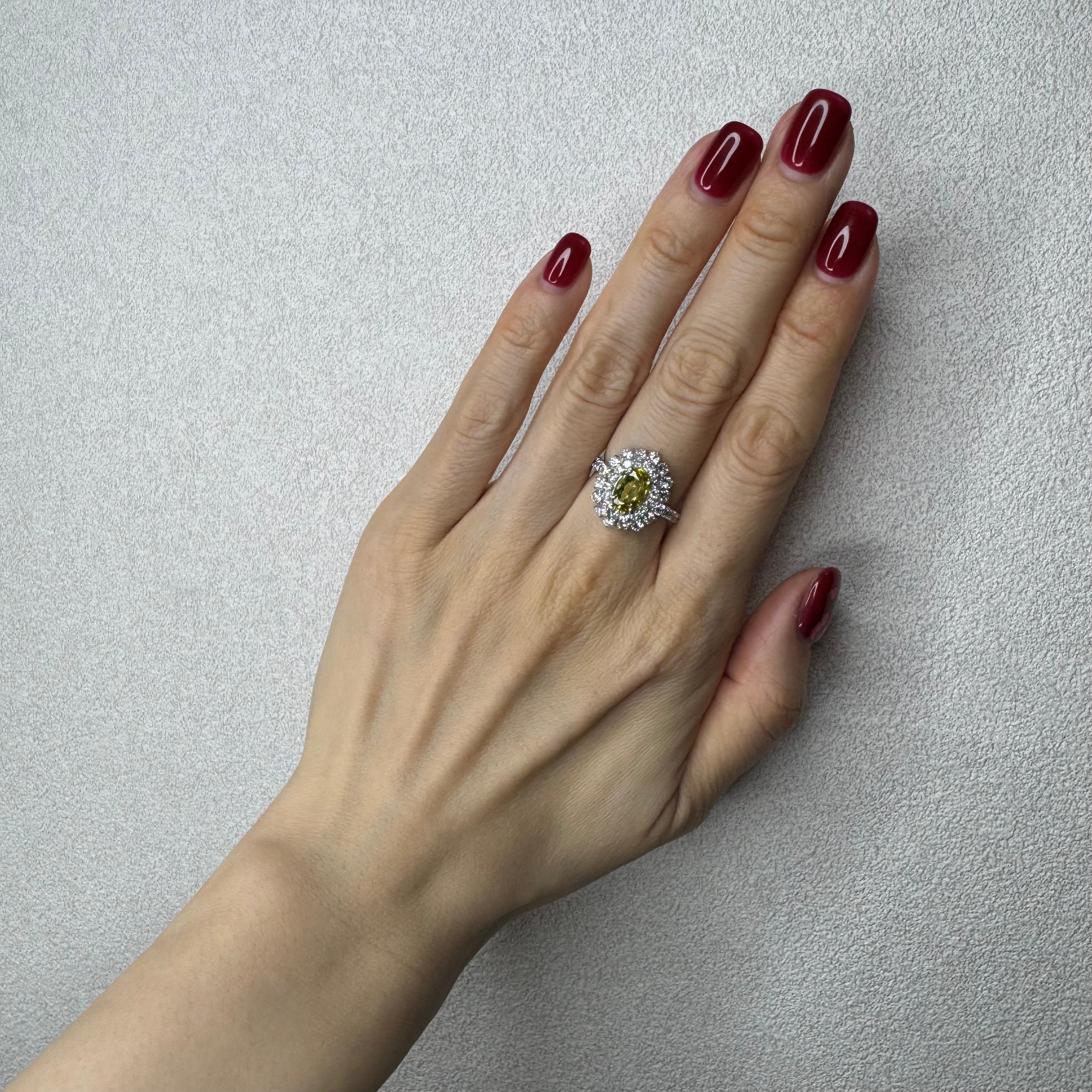 34.36.76.168［一点物］リング クリソベリル/トルマリン/クロムトルマリン 1ct UP OV PT