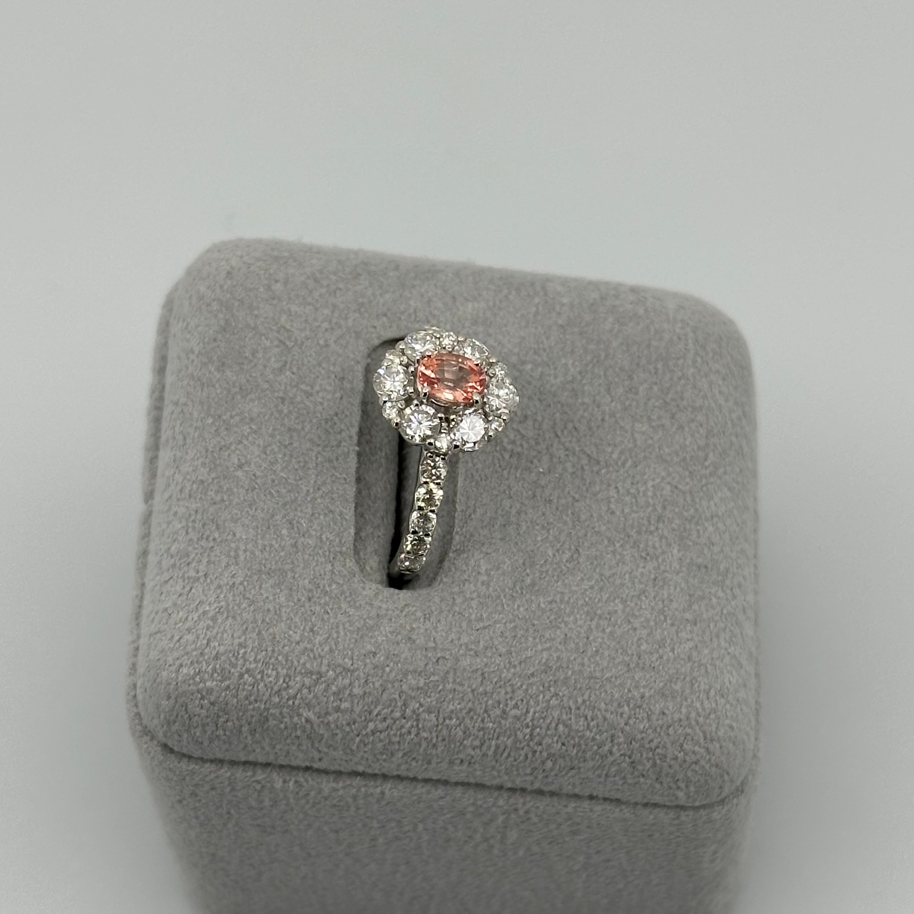 140［一点物］リング  パパラチアサファイア 0.5ct OV PT