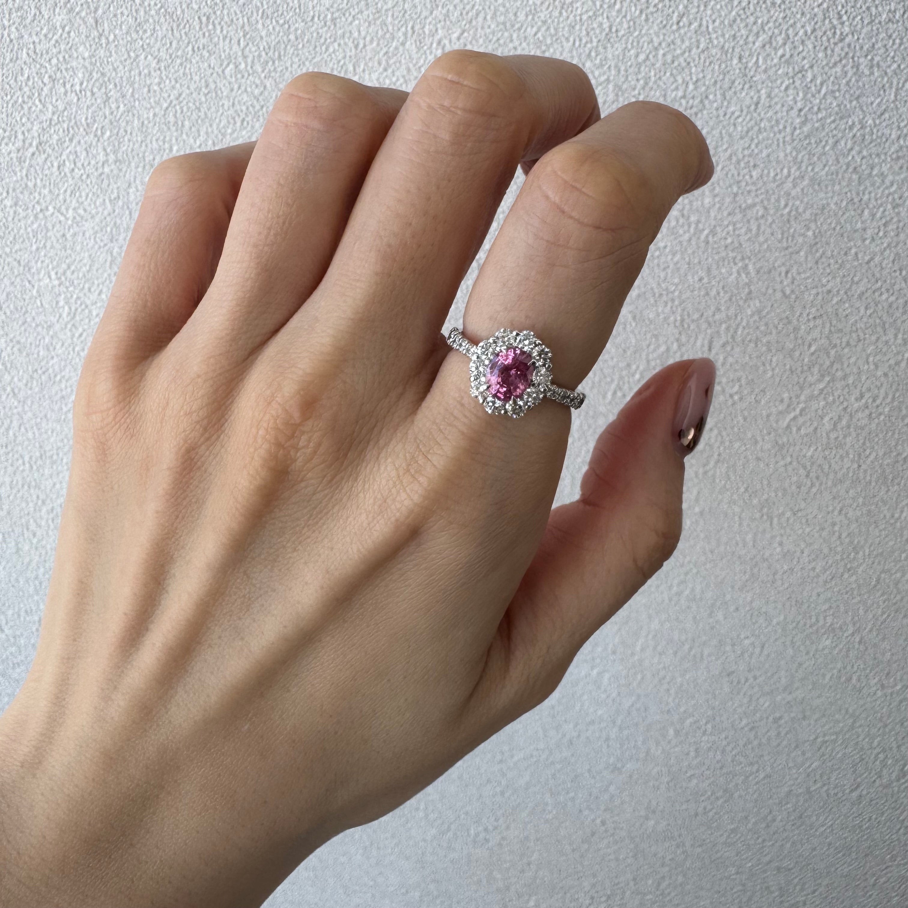 141［一点物］リング  パパラチアサファイア 1.1ct OV PT