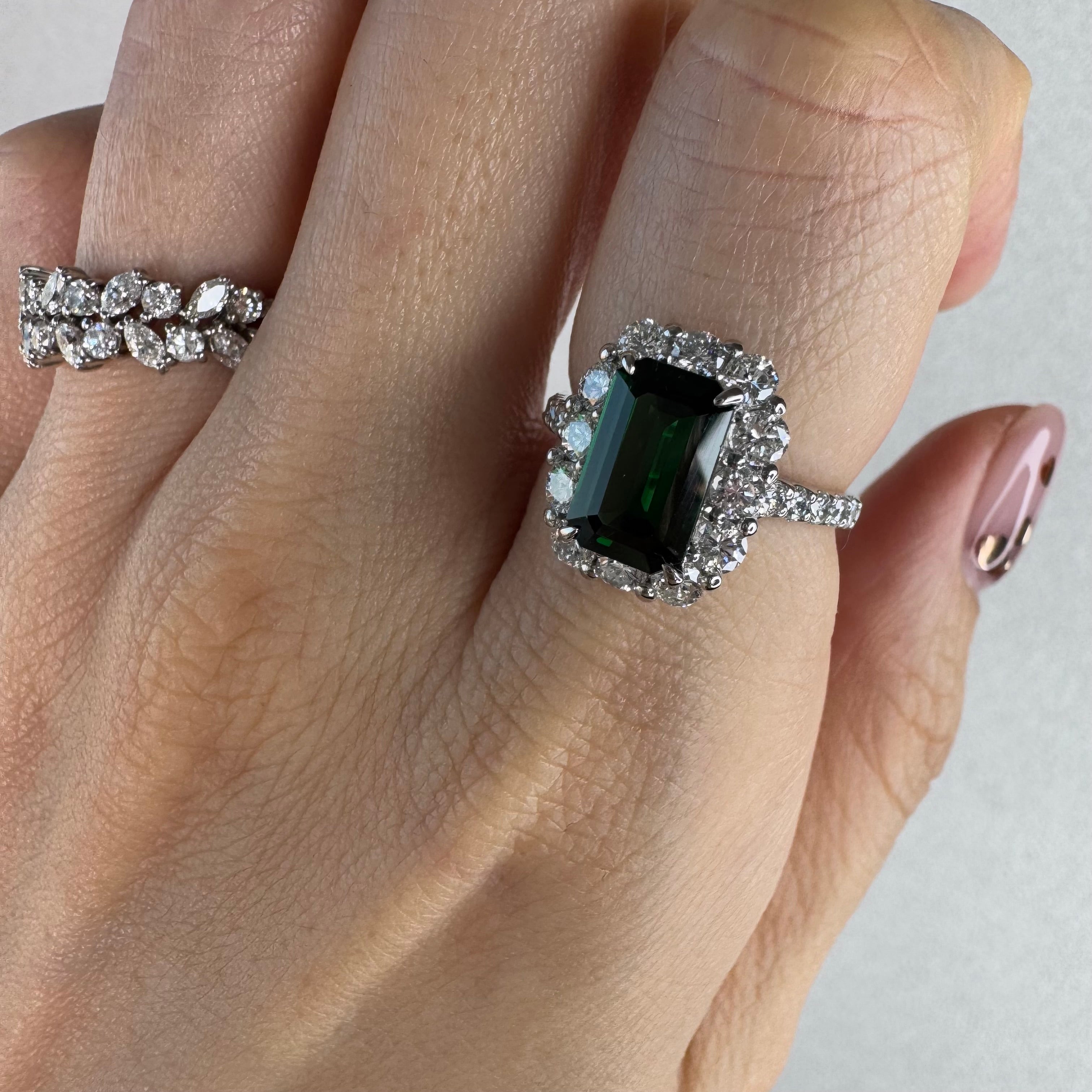 74［一点物］リング  グリーンガーネット0.5ct QS PT